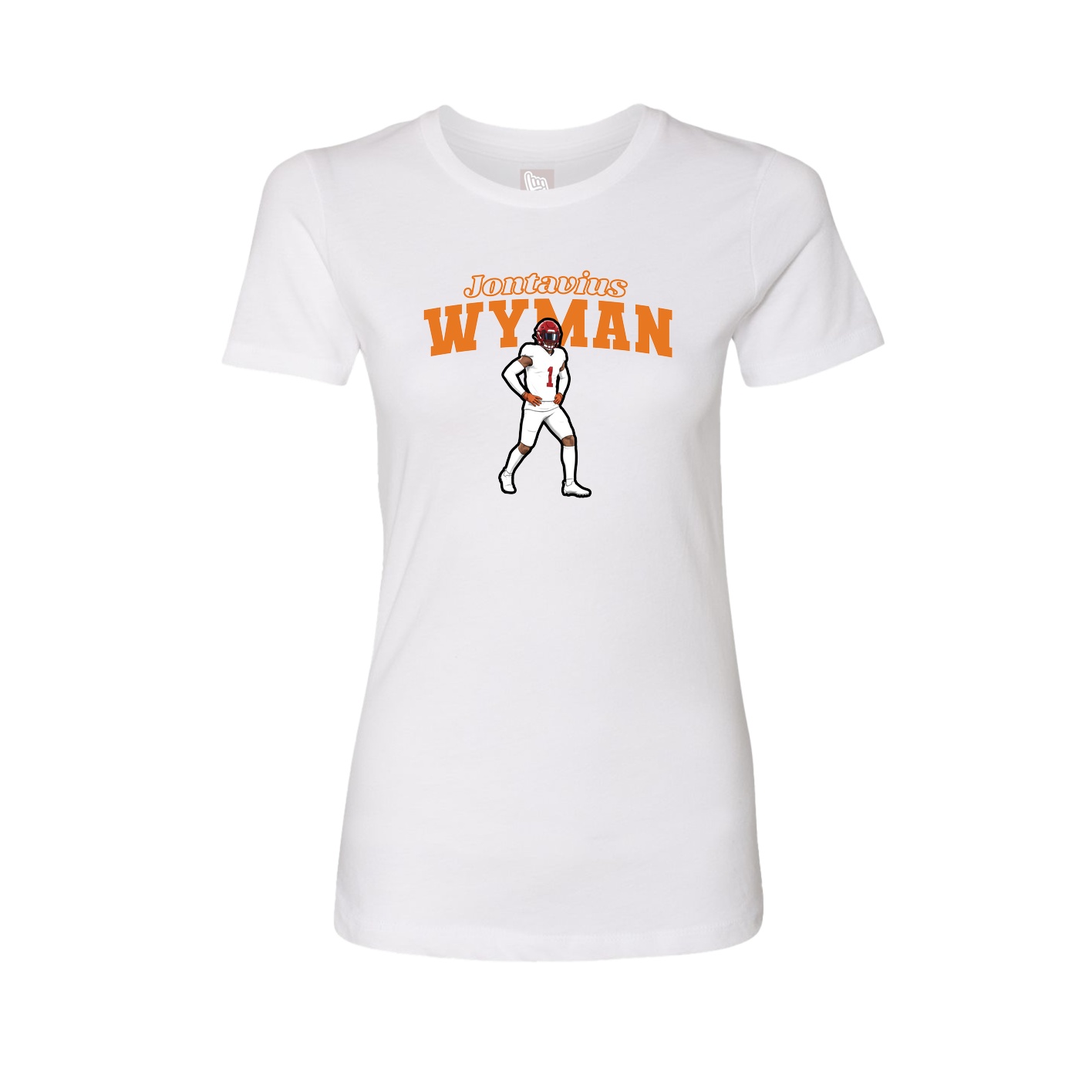 Fitted Women's Tee — Name Arch in White