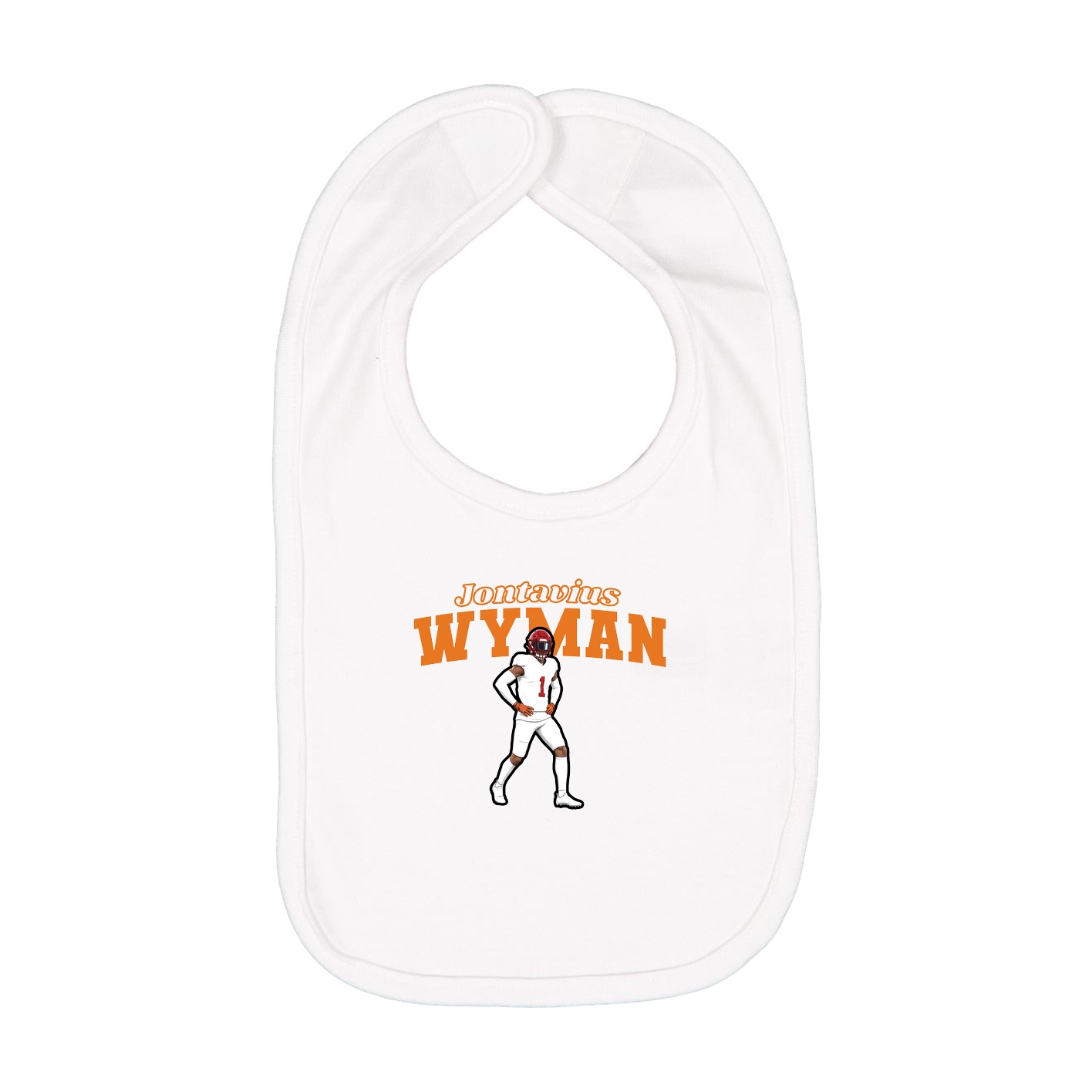 Infant Bib — Name Arch in White