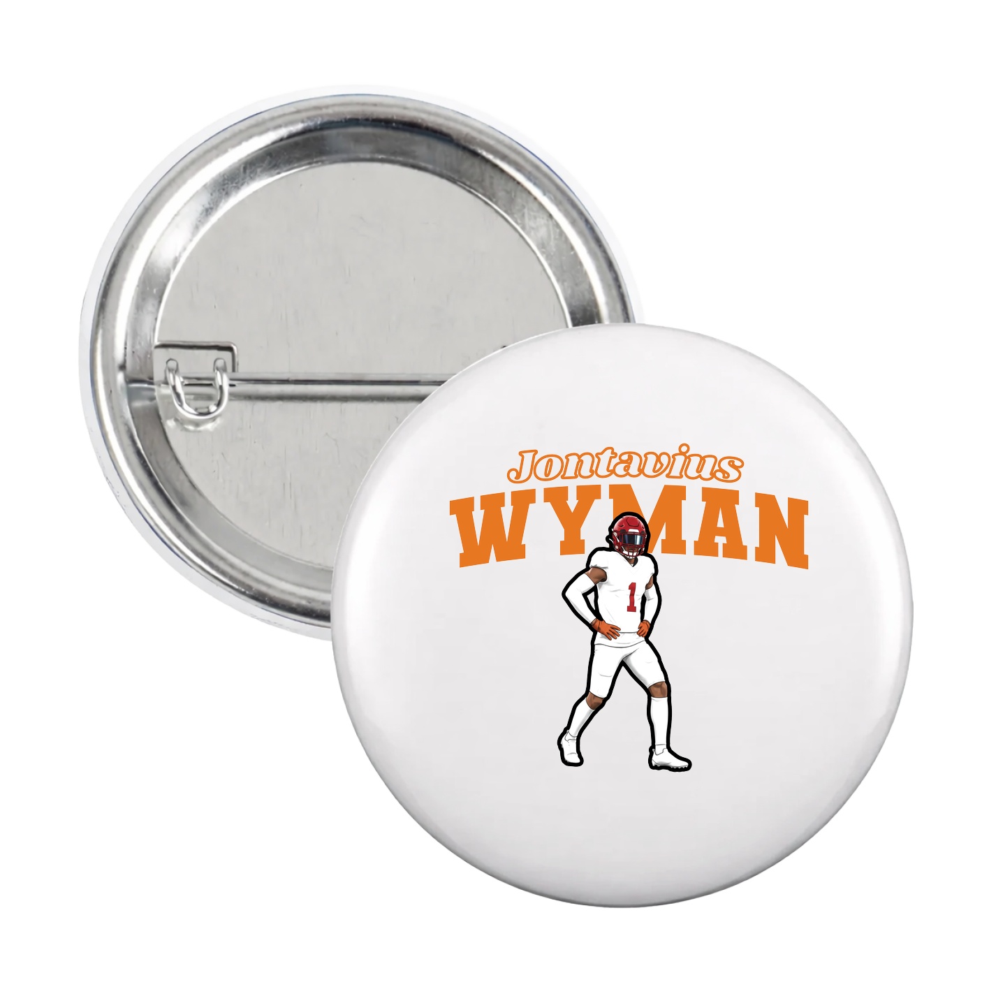Game Day Button — Name Arch in White