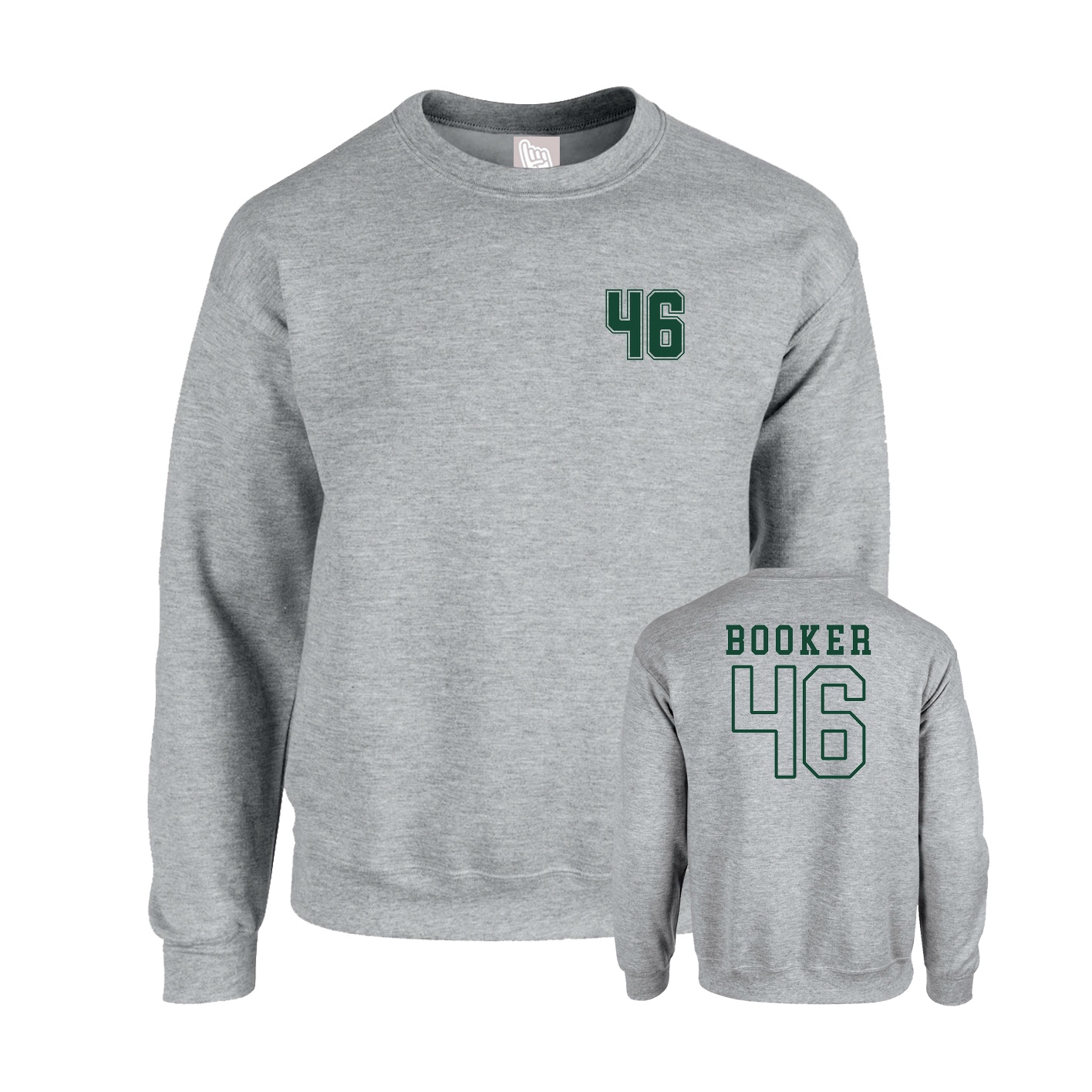 Fleece Crew — Chest Back in Grey