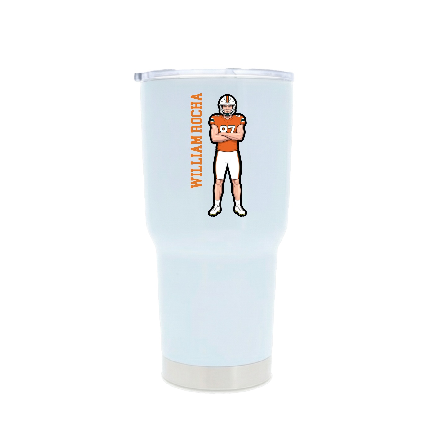 30oz Stainless Steel Tumbler — Name Vertical in White