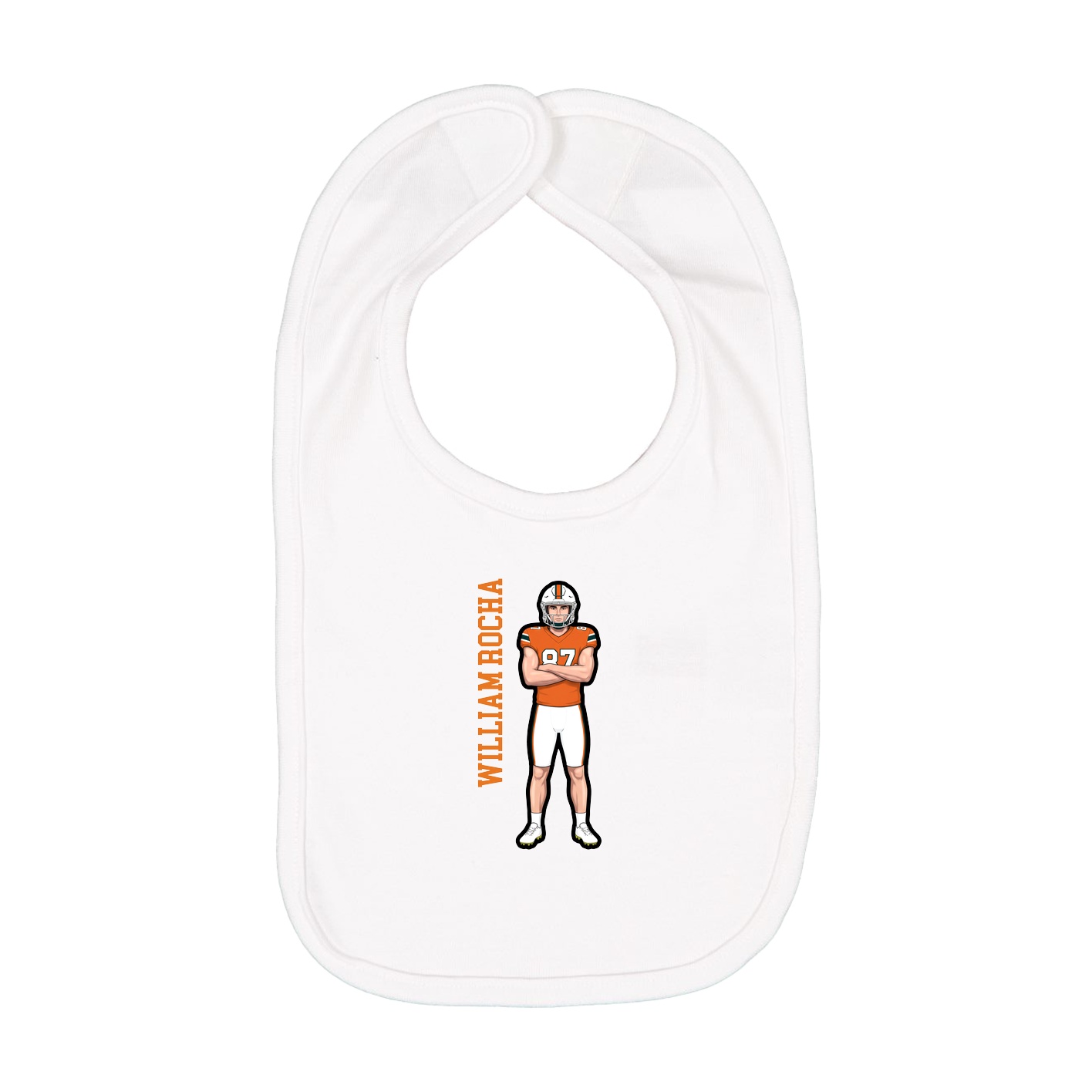 Infant Bib — Name Vertical in White