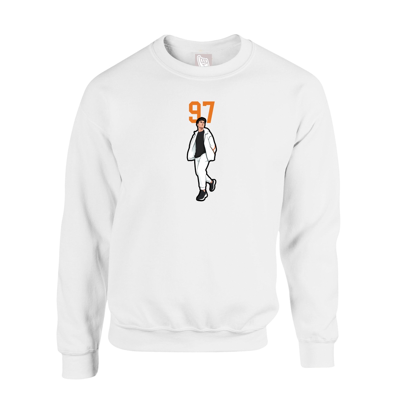 Fleece Crew — Number Top in White