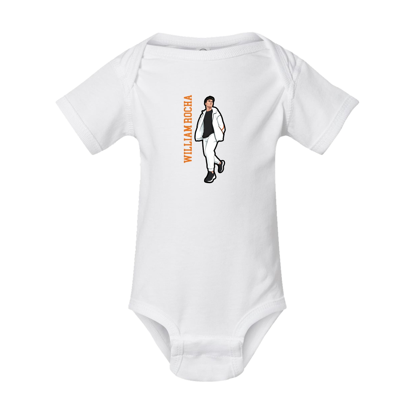 Baby Onesie — Name Vertical in White