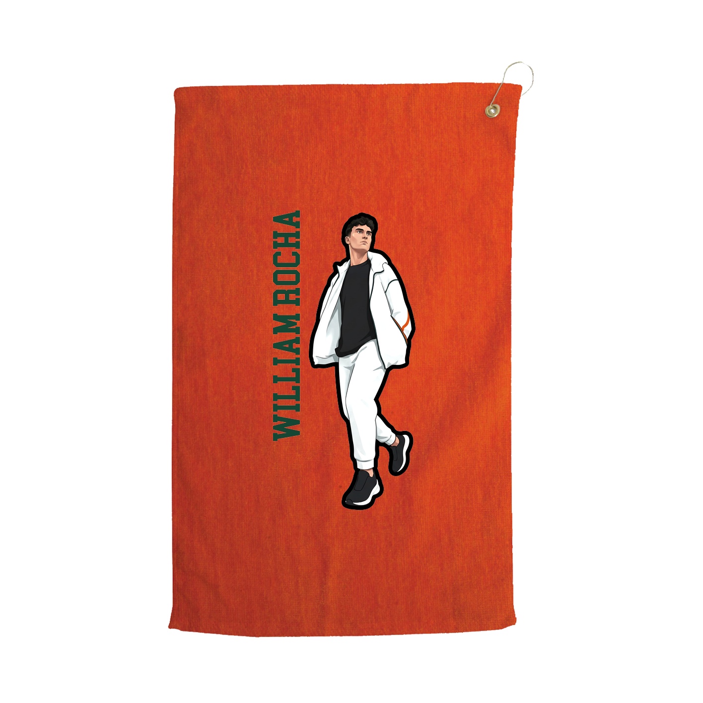 Golf Towel — Name Vertical in Orange