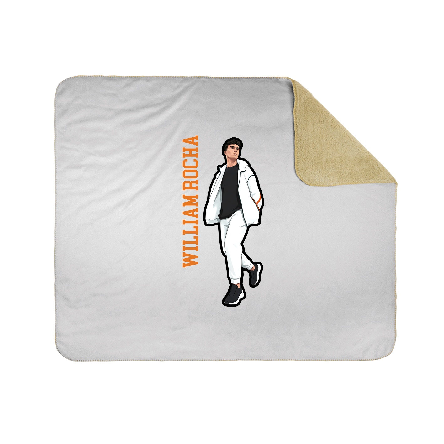Throw Blanket — Name Vertical in White