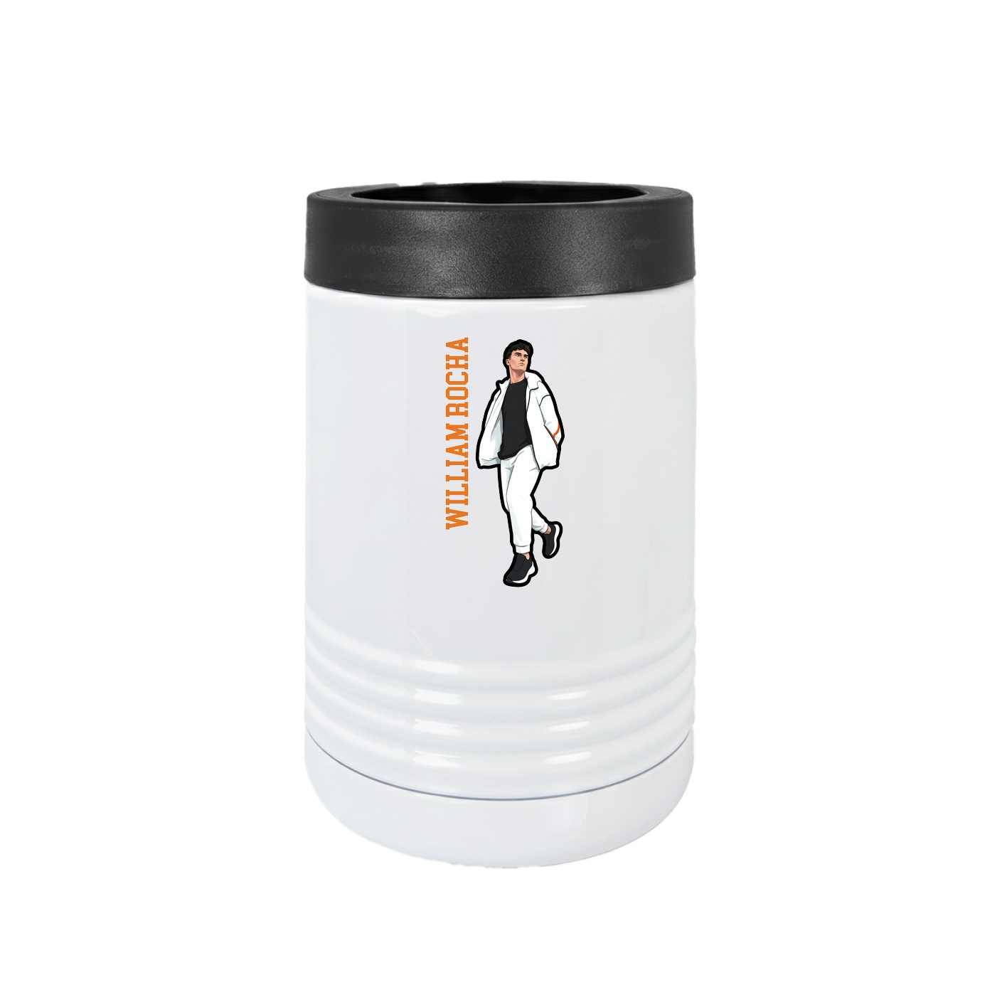 Beverage Holder — Name Vertical in White