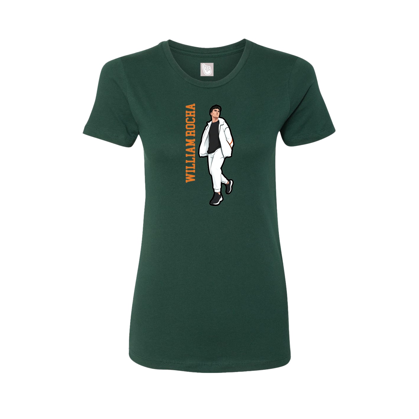 Fitted Women's Tee — Name Vertical in Green