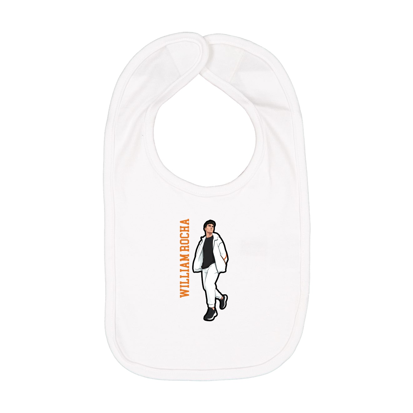 Infant Bib — Name Vertical in White