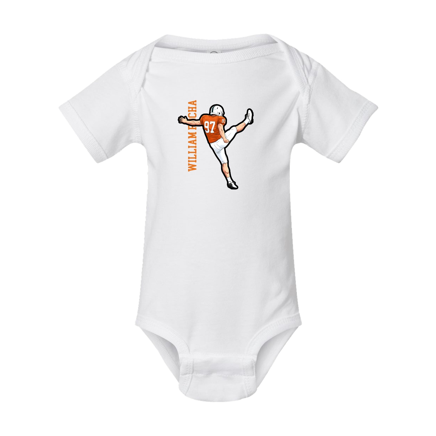 Baby Onesie — Name Vertical in White