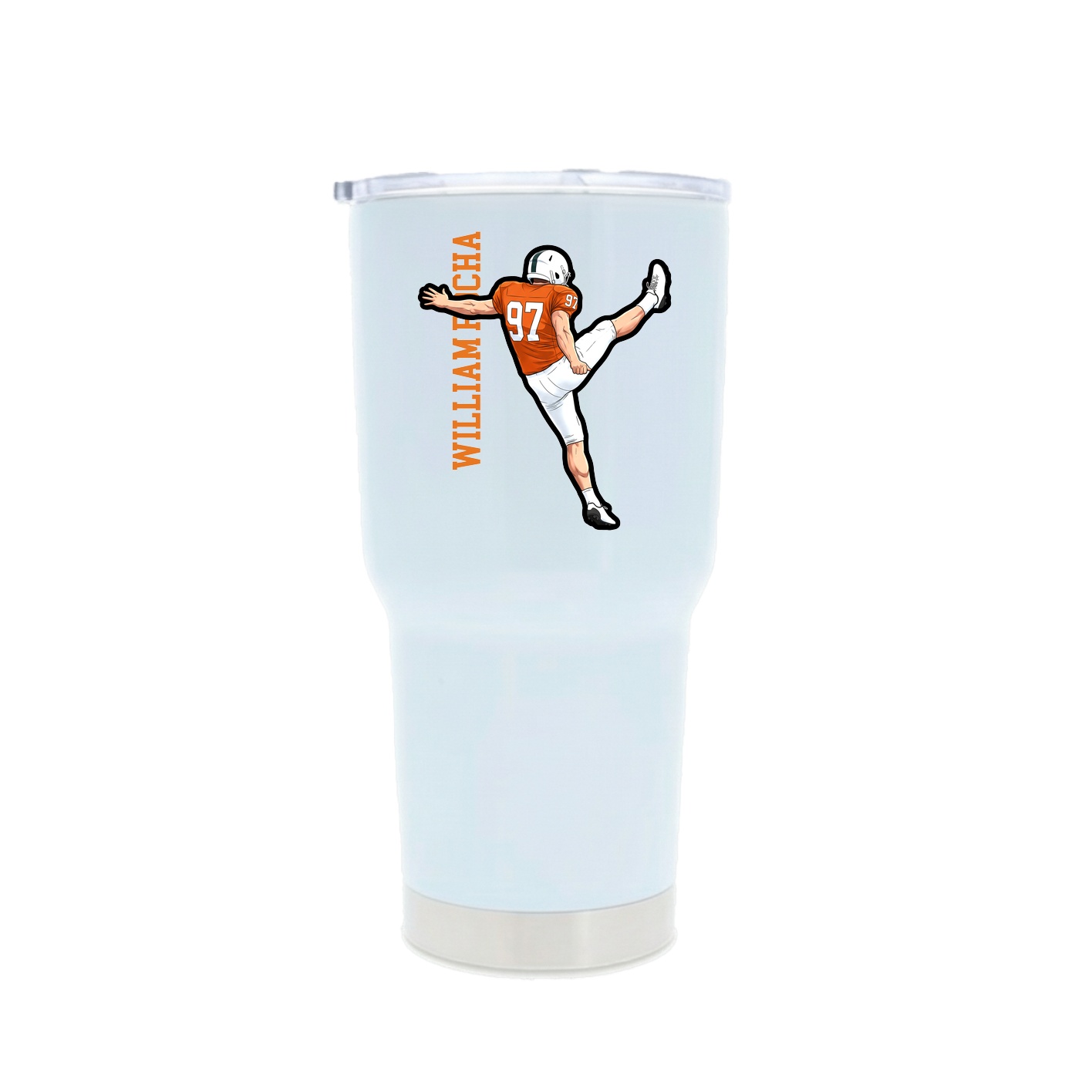 30oz Stainless Steel Tumbler — Name Vertical in White