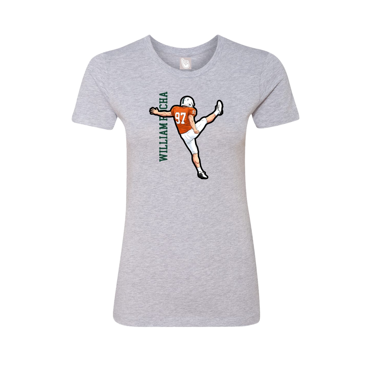 Fitted Women's Tee — Name Vertical in Grey