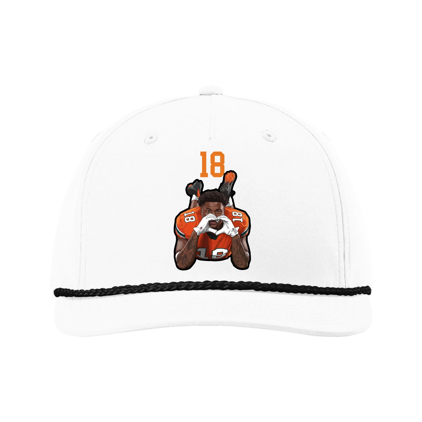 Five-Panel Classic Rope Cap — Number Top in White