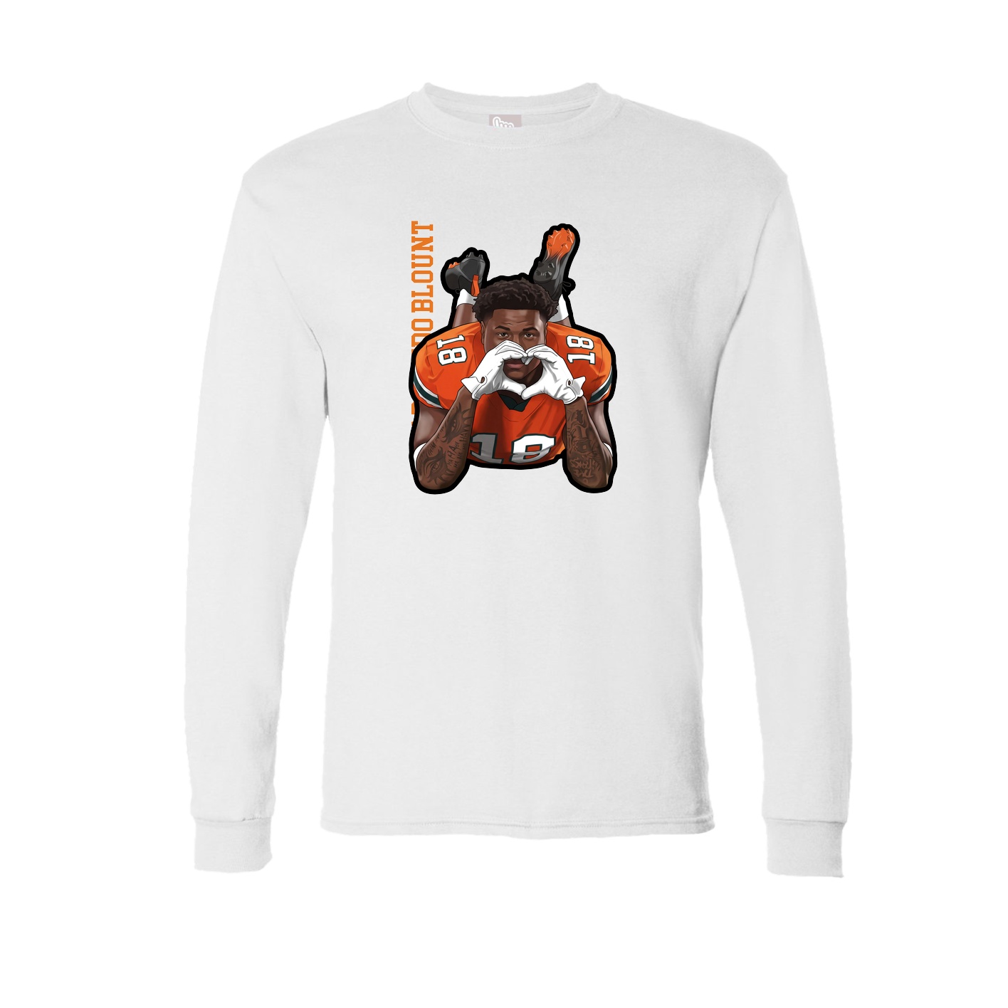 Long Sleeve Tee — Name Vertical in White