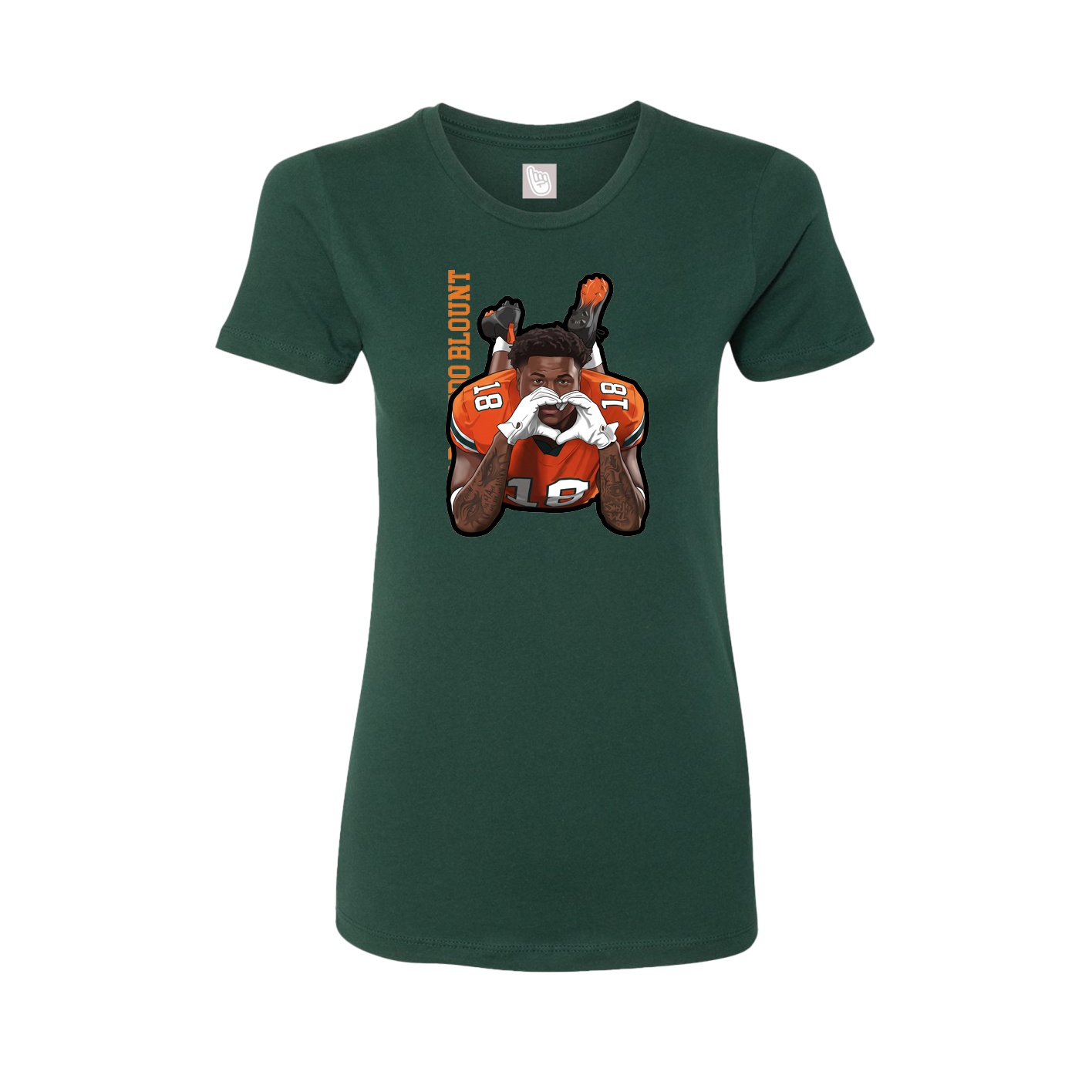 Fitted Women's Tee — Name Vertical in Green