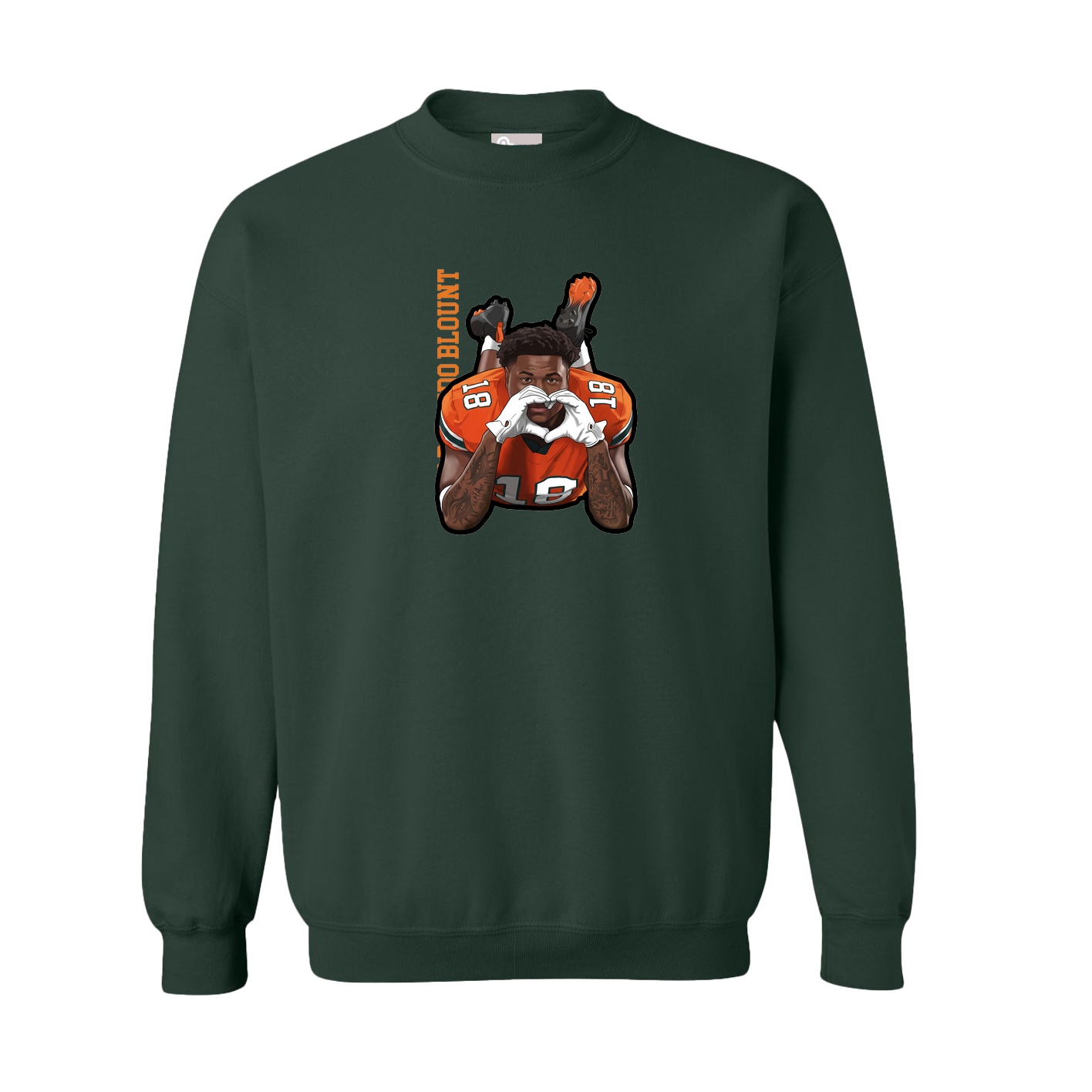 Fleece Crew — Name Vertical in Green