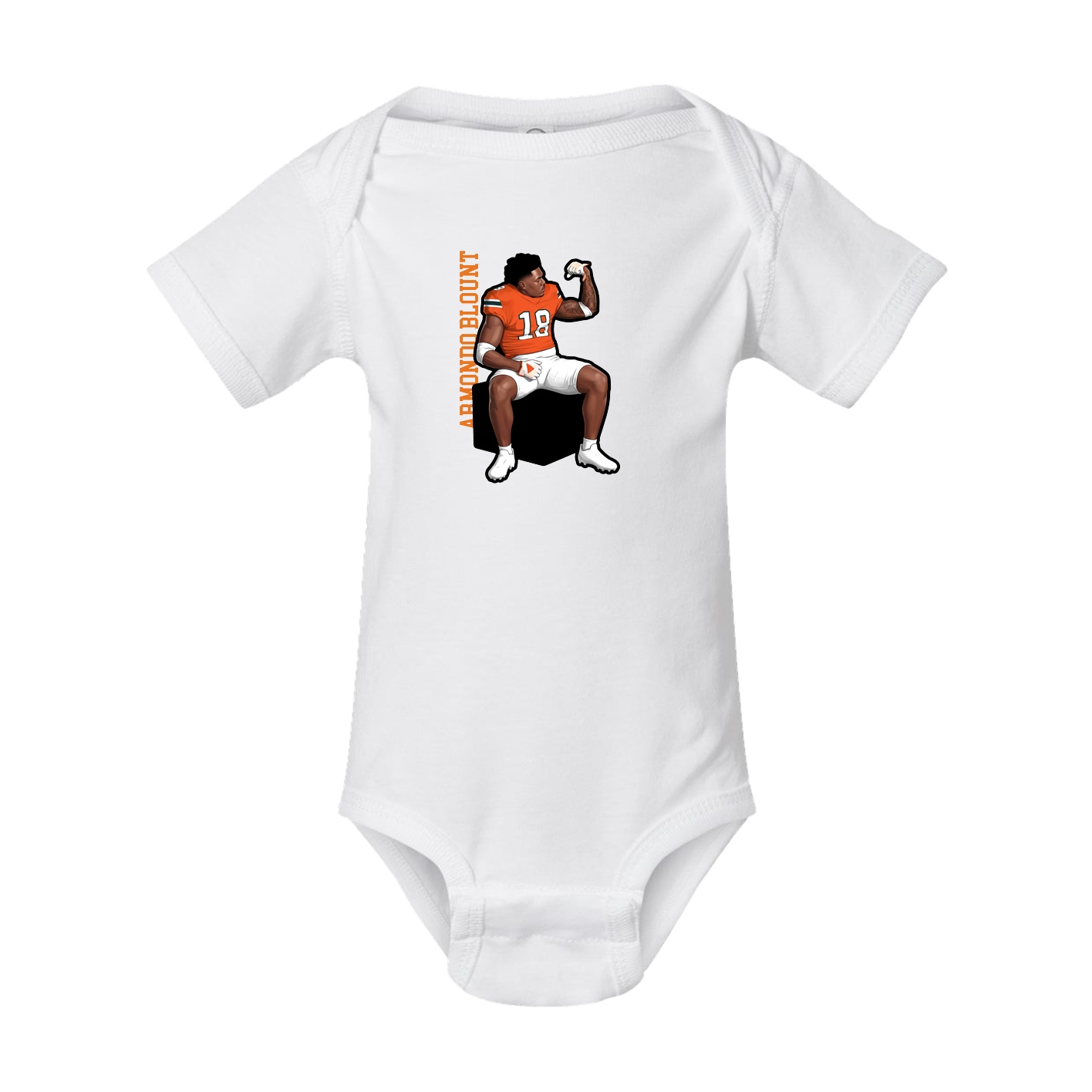 Baby Onesie — Name Vertical in White
