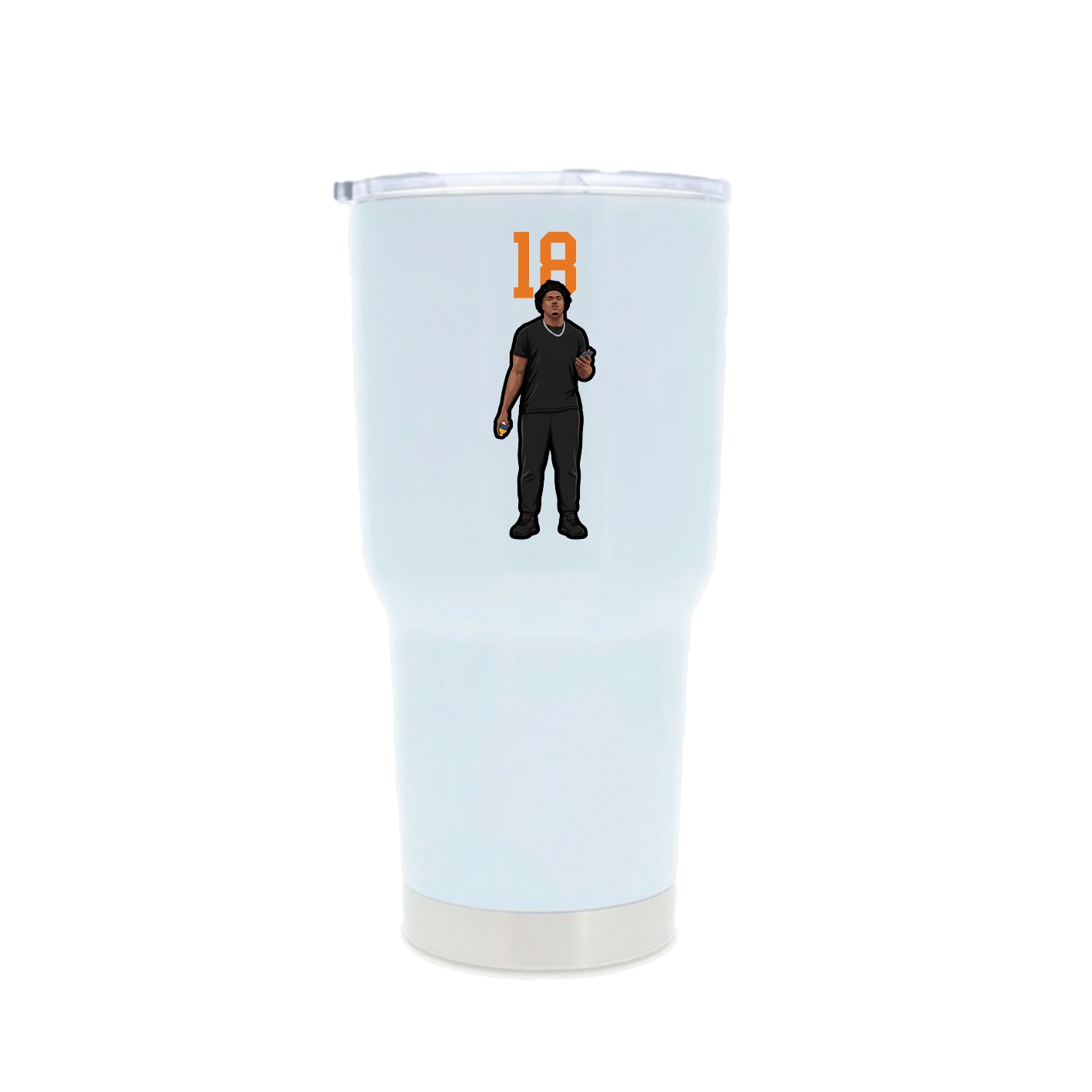 30oz Stainless Steel Tumbler — Number Top in White