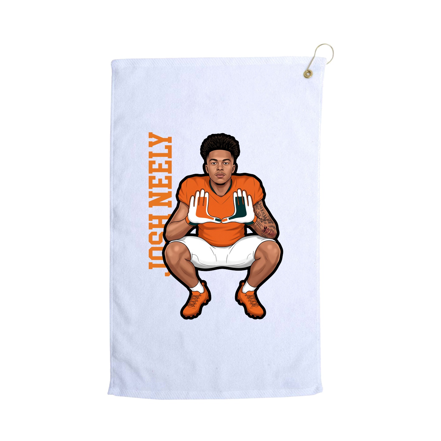 Golf Towel — Name Vertical in White