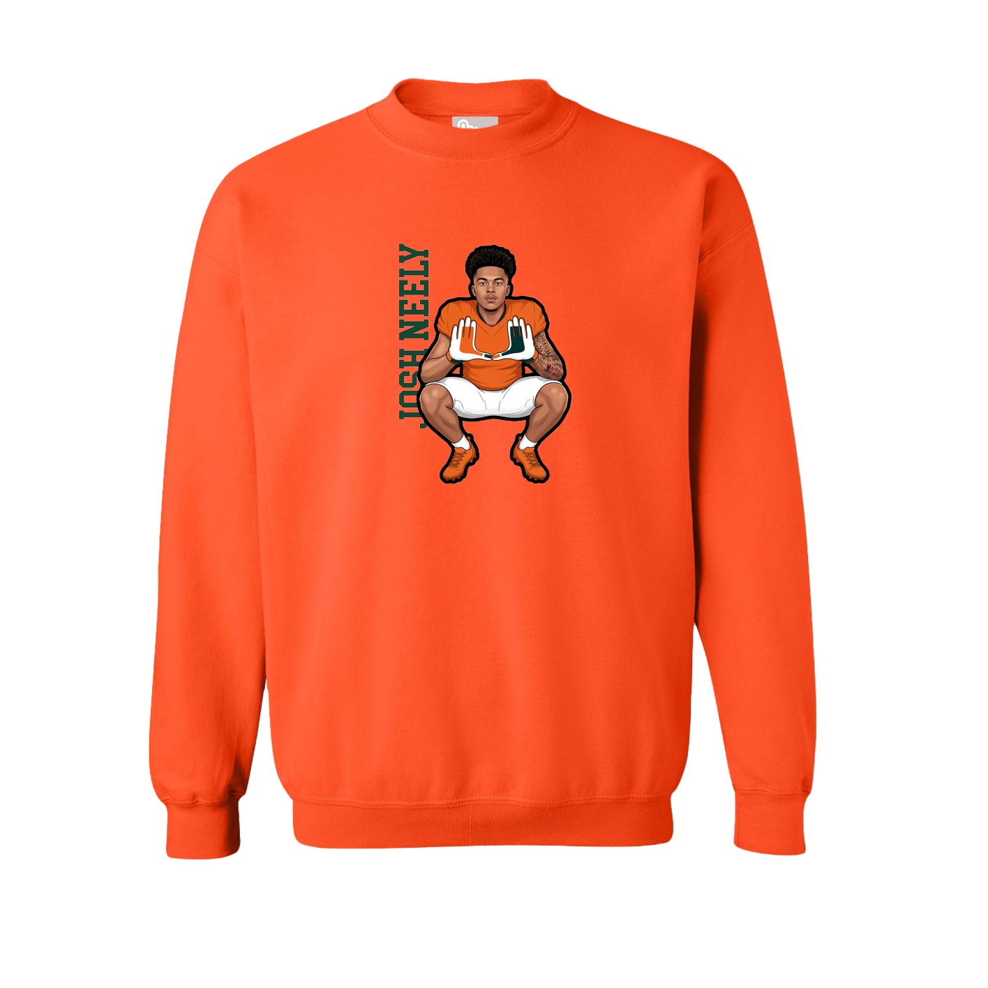 Fleece Crew — Name Vertical in Orange