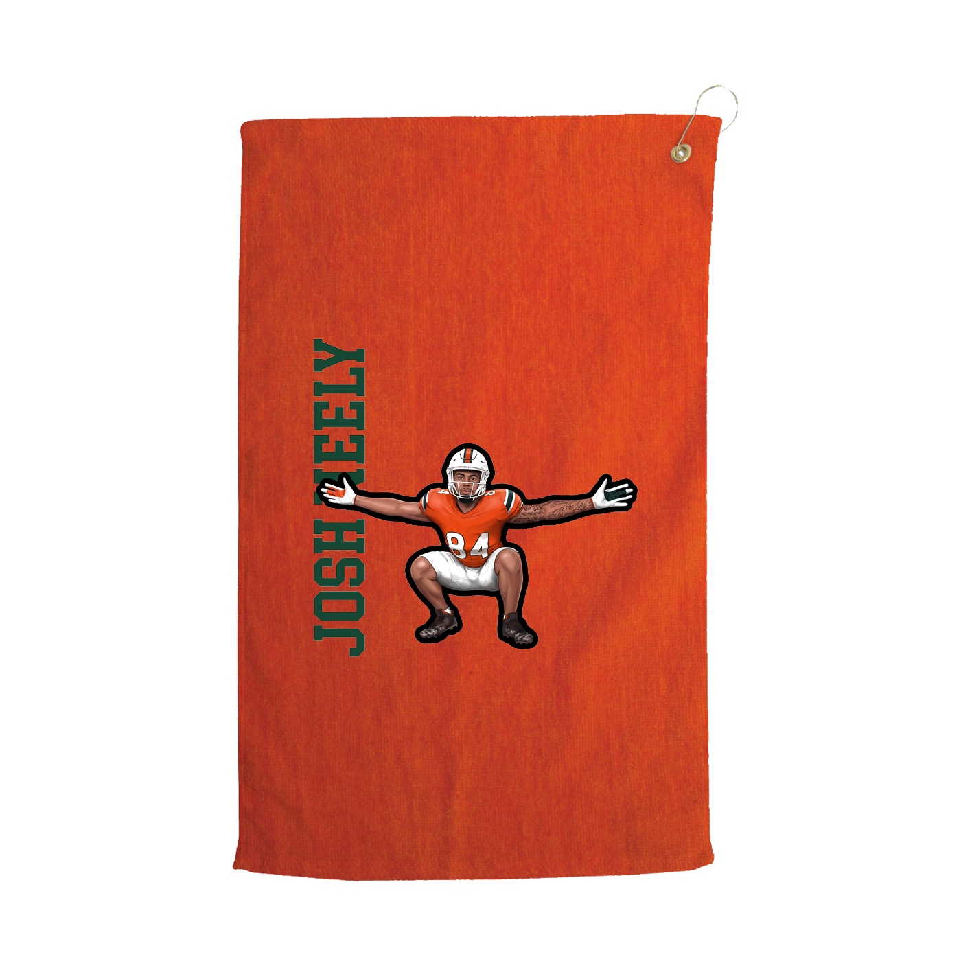 Golf Towel — Name Vertical in Orange
