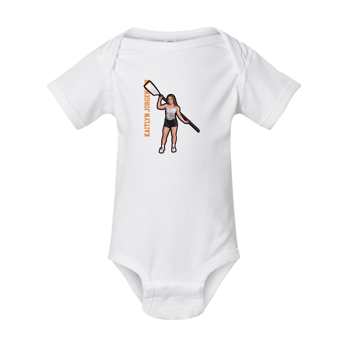 Baby Onesie — Name Vertical in White
