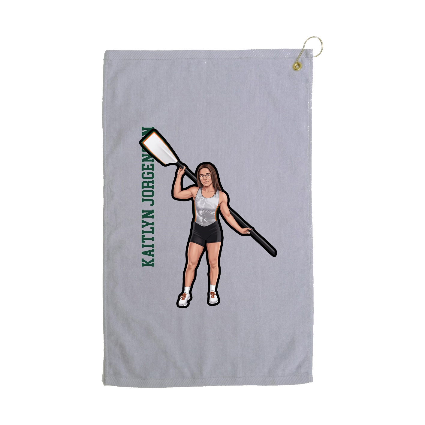 Golf Towel — Name Vertical in Grey