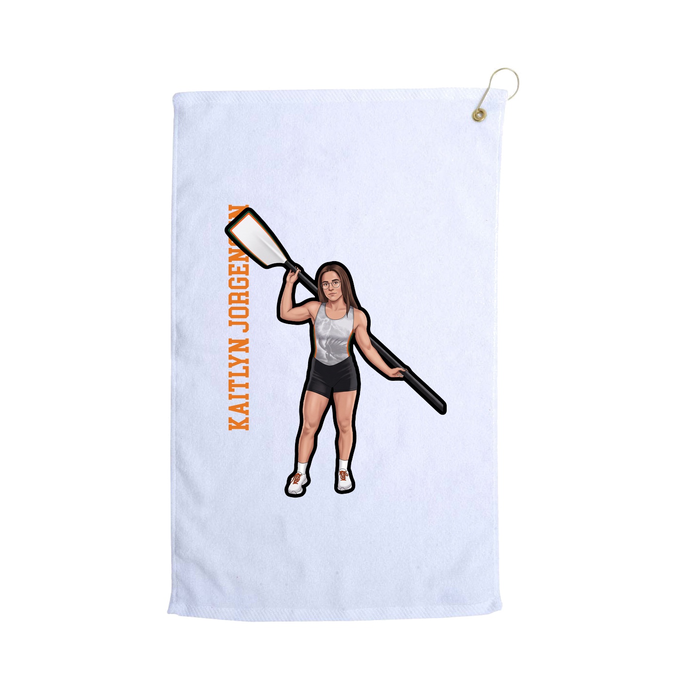 Golf Towel — Name Vertical in White
