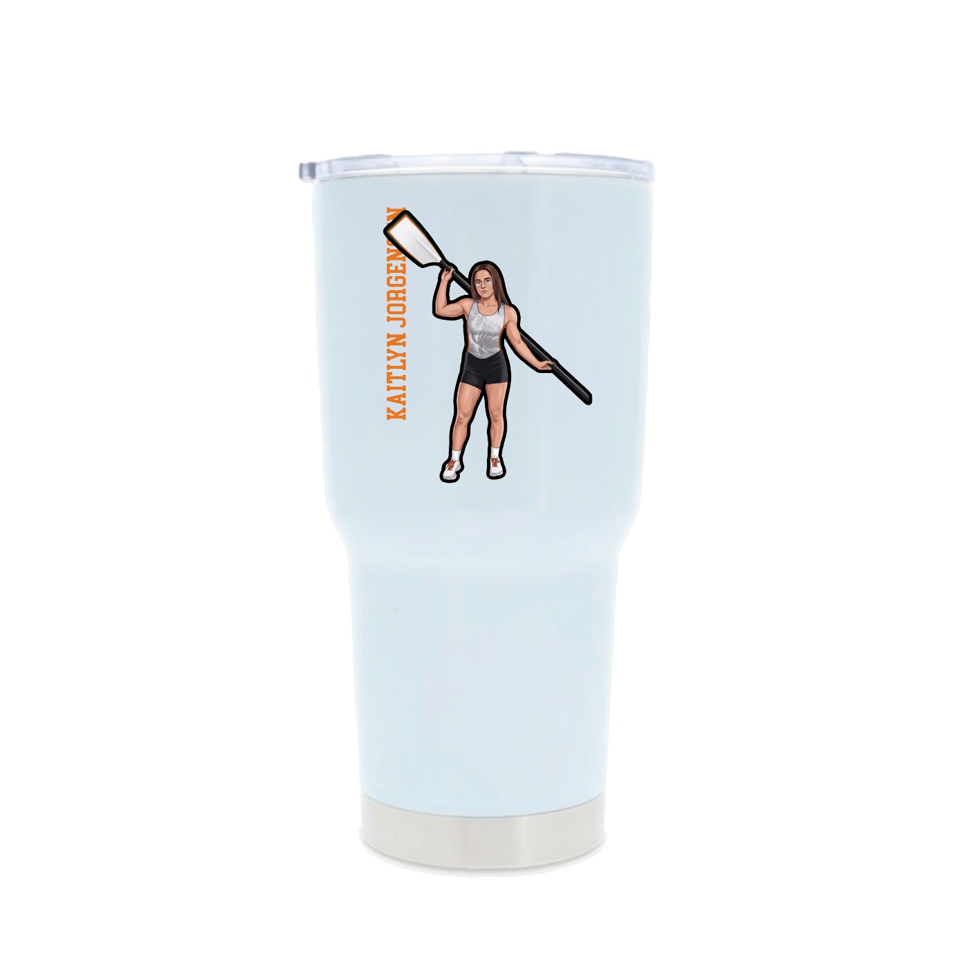 30oz Stainless Steel Tumbler — Name Vertical in White