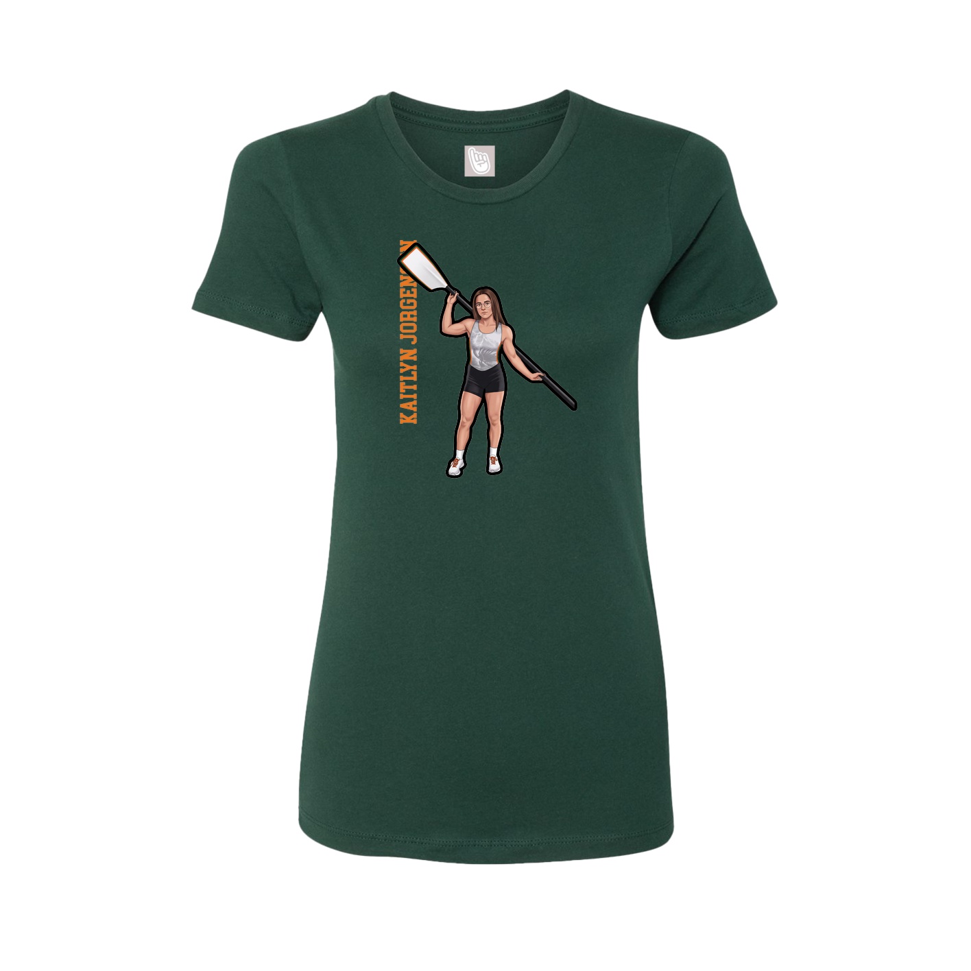 Fitted Women's Tee — Name Vertical in Green
