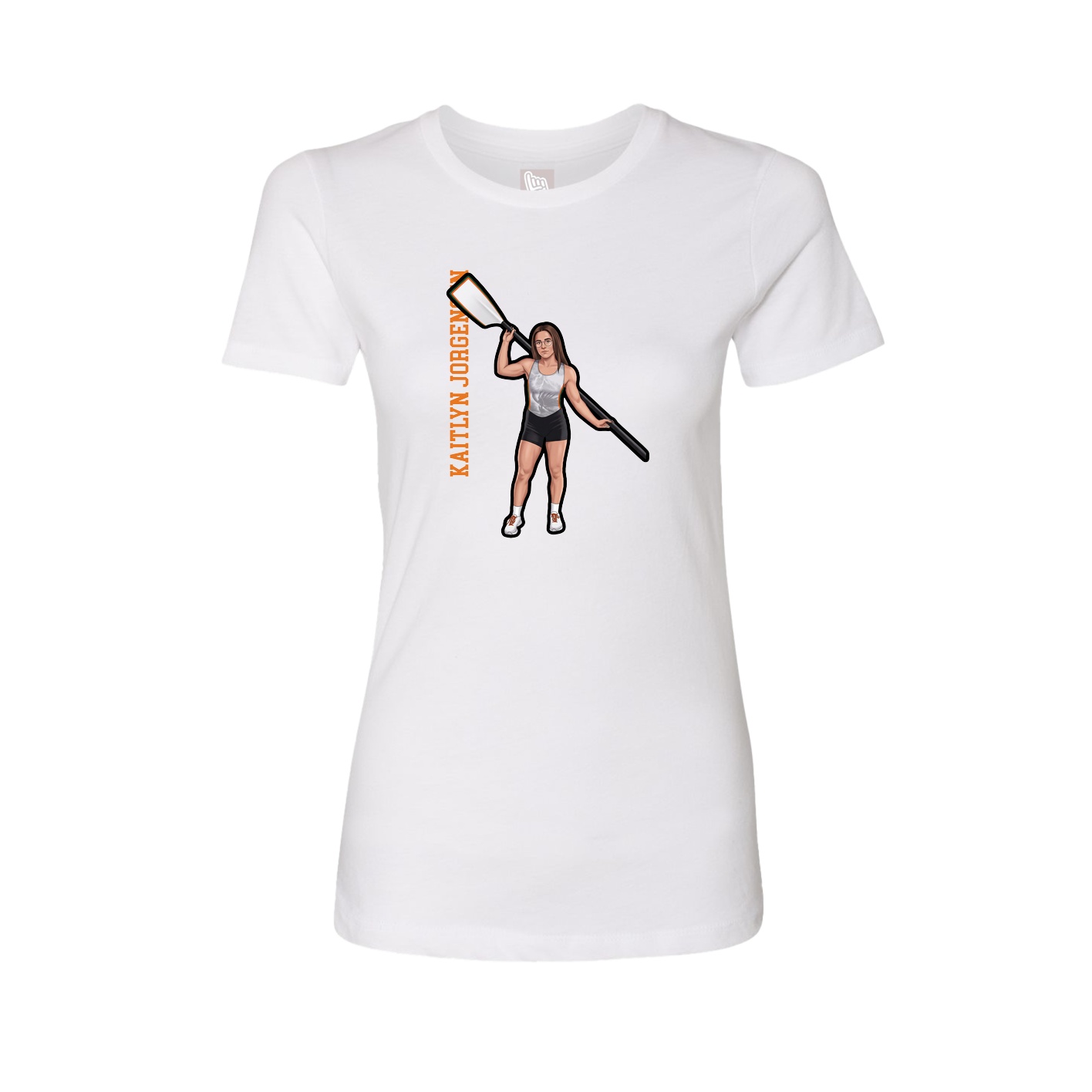 Fitted Women's Tee — Name Vertical in White