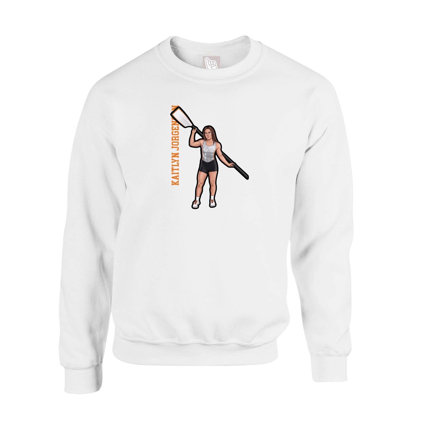 Fleece Crew — Name Vertical in White
