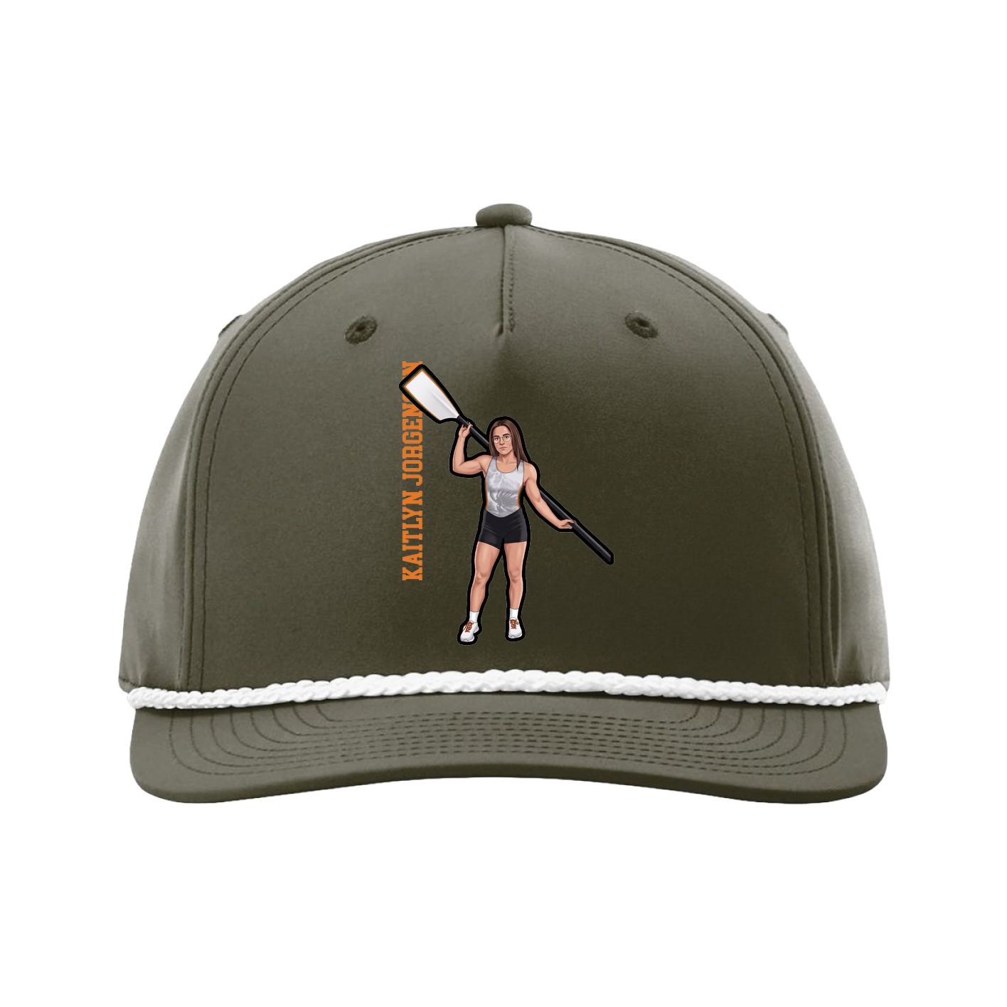 Five-Panel Classic Rope Cap — Name Vertical in Green