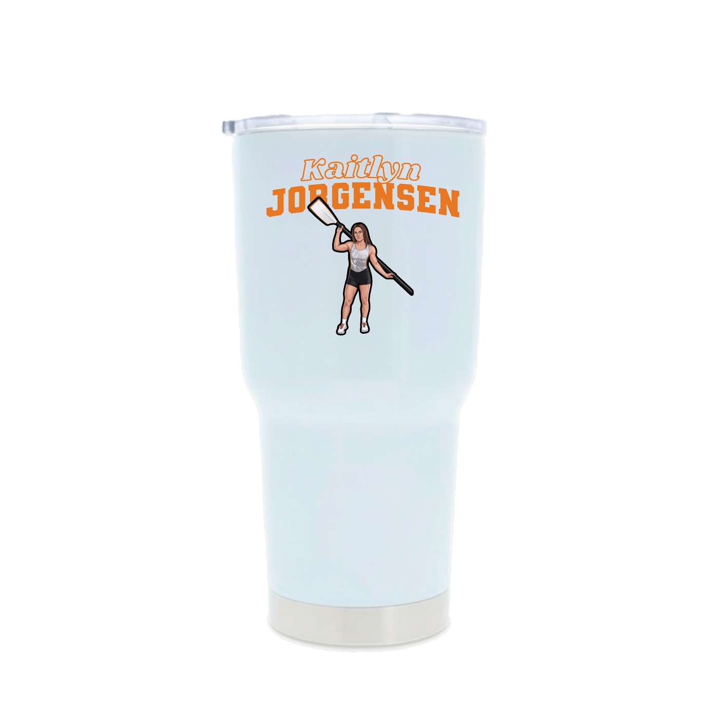 30oz Stainless Steel Tumbler — Name Arch in White