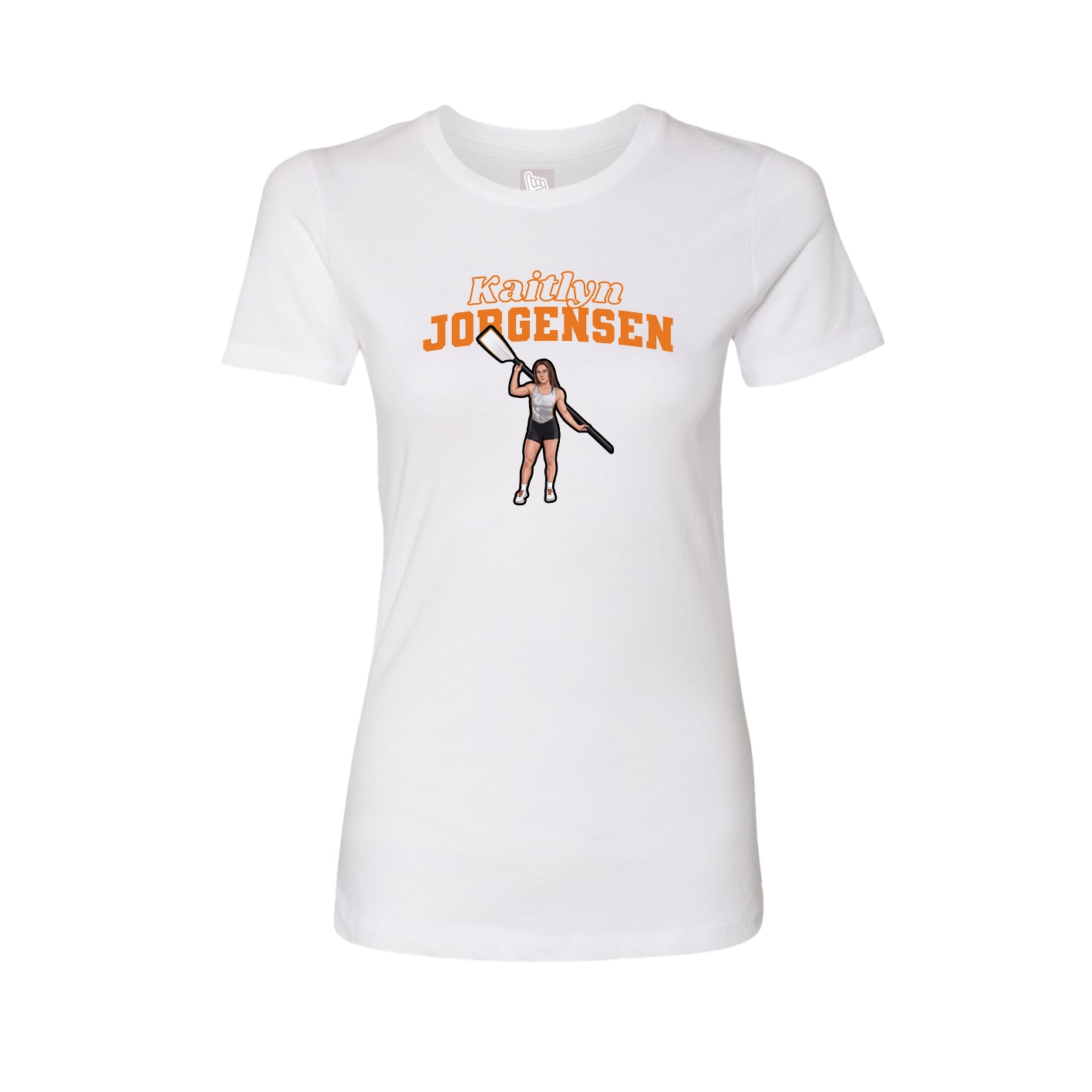 Fitted Women's Tee — Name Arch in White