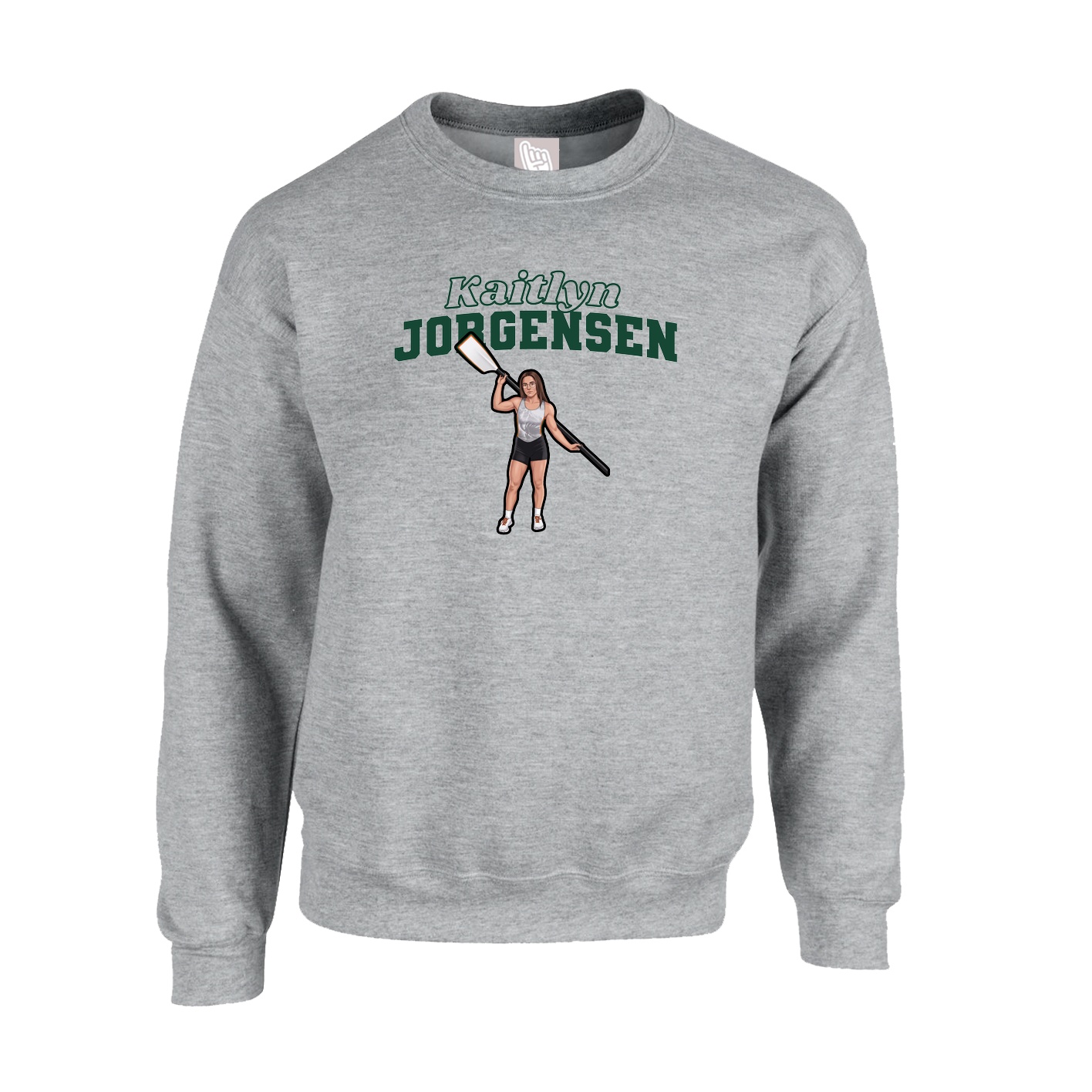 Fleece Crew — Name Arch in Grey