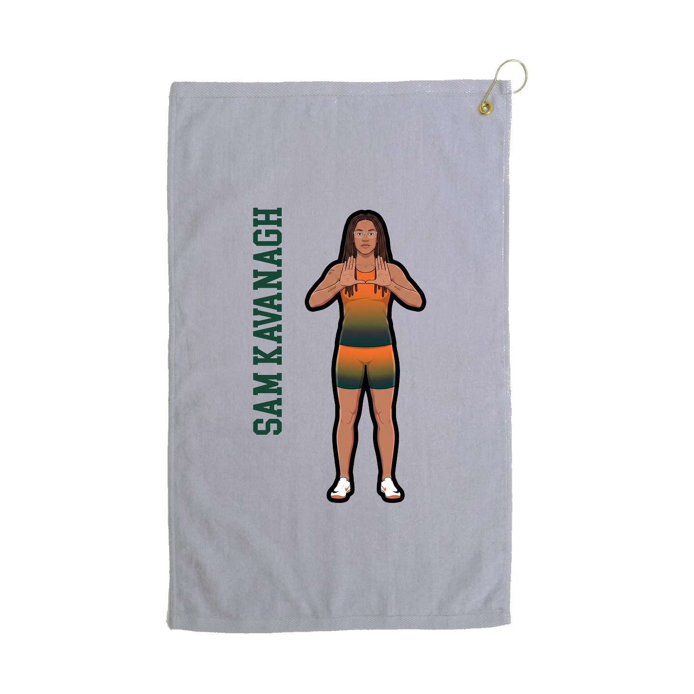 Golf Towel — Name Vertical in Grey