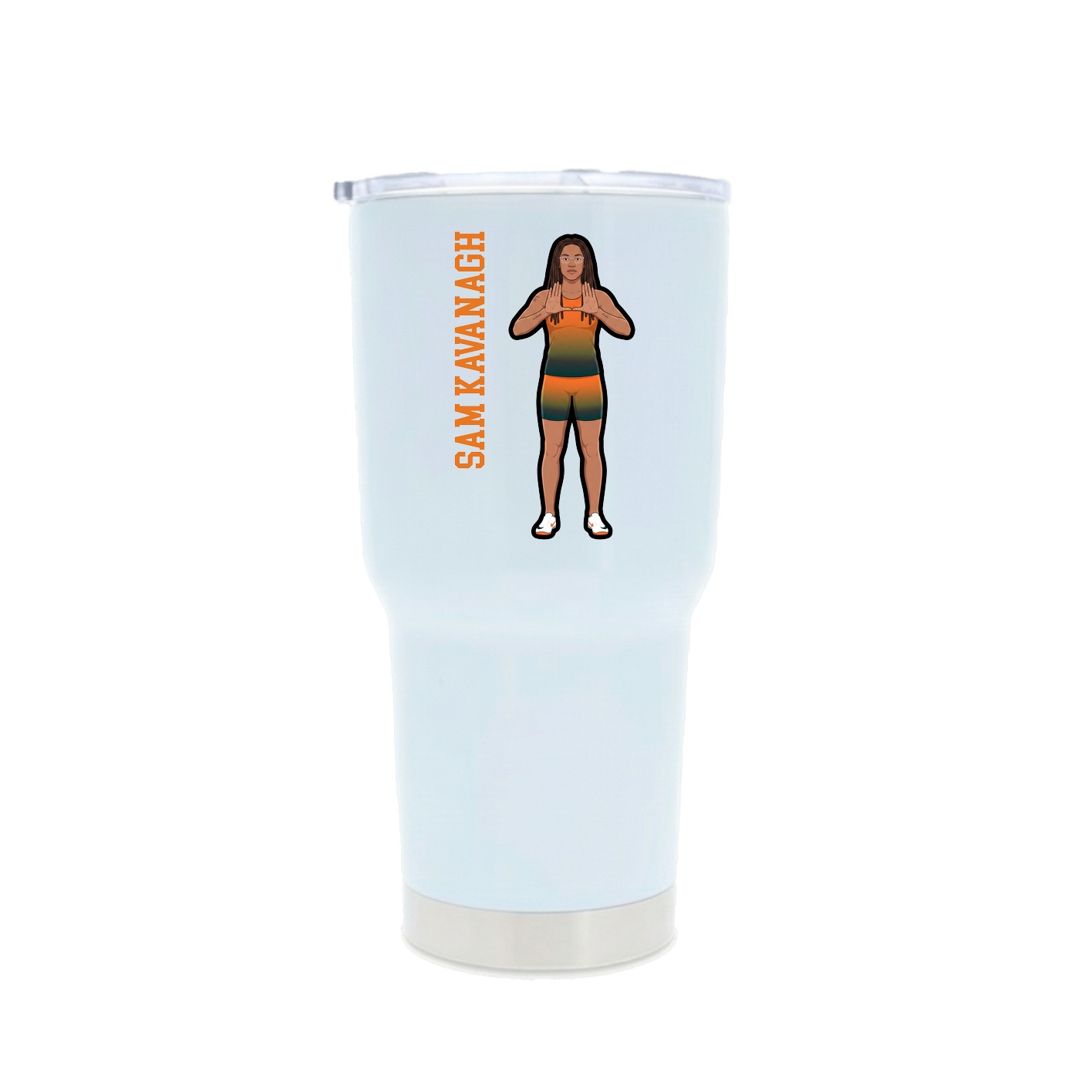 30oz Stainless Steel Tumbler — Name Vertical in White