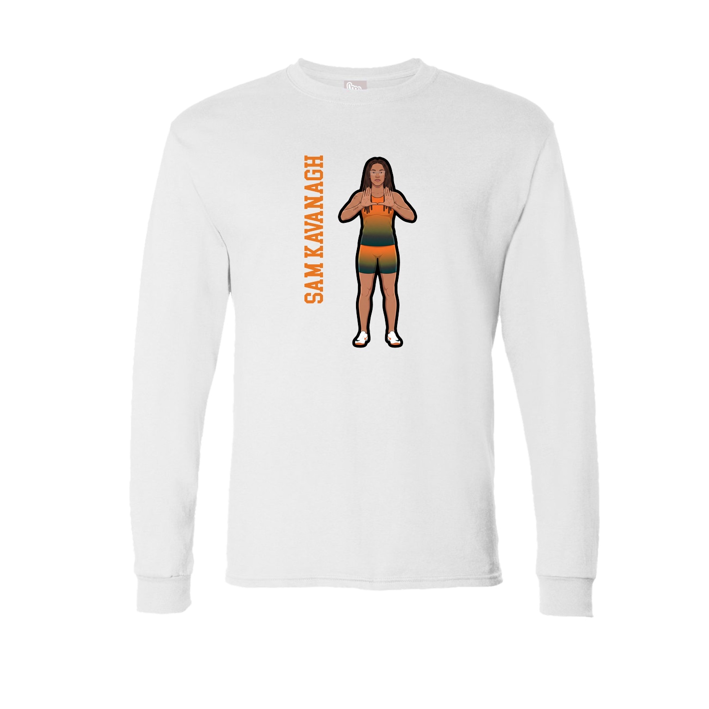Long Sleeve Tee — Name Vertical in White
