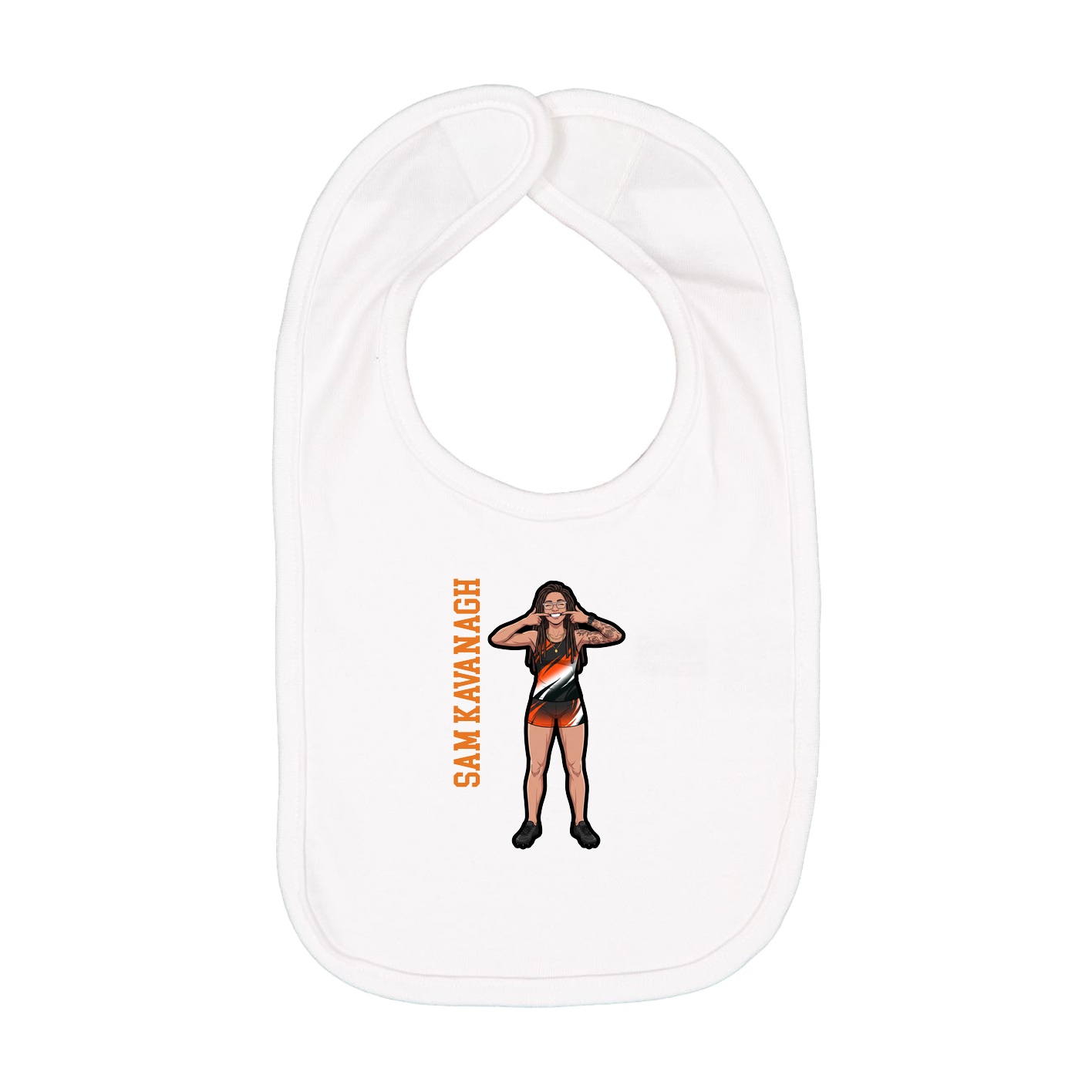Infant Bib — Name Vertical in White