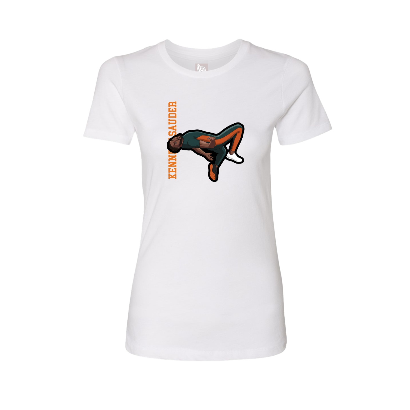 Fitted Women's Tee — Name Vertical in White