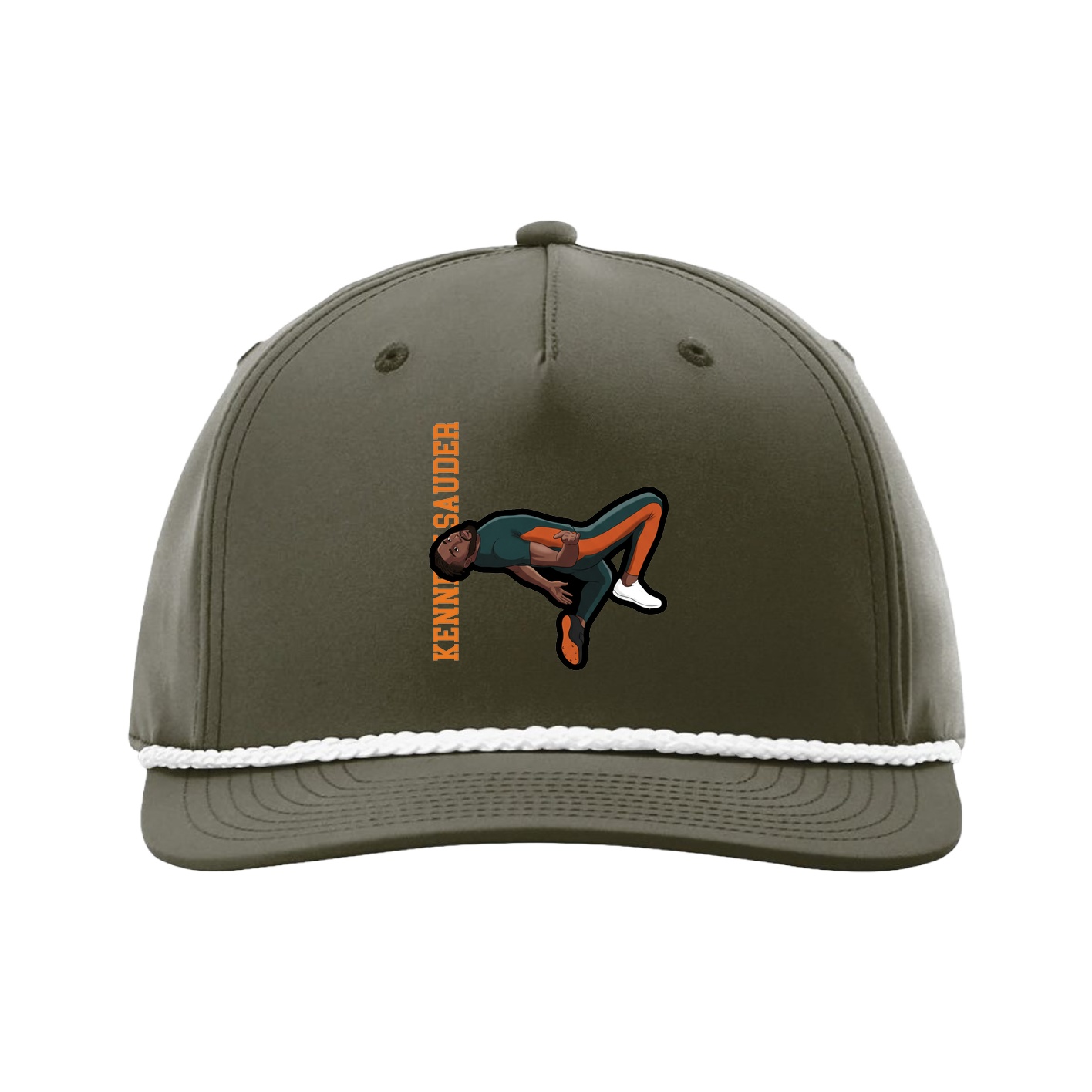 Five-Panel Classic Rope Cap — Name Vertical in Green
