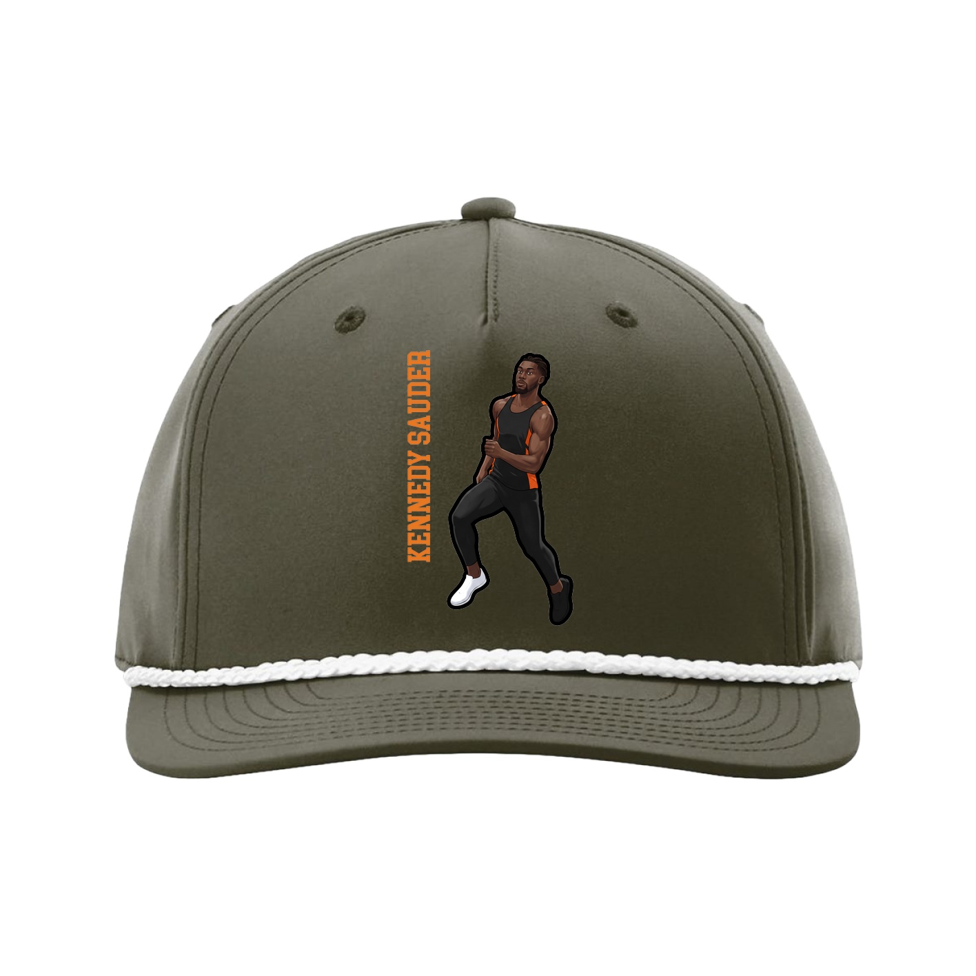 Five-Panel Classic Rope Cap — Name Vertical in Green
