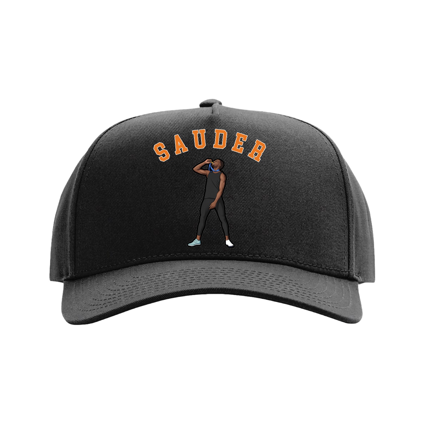 Full Fabric Five-Panel Champ Cap — Shirsey Arch in Black