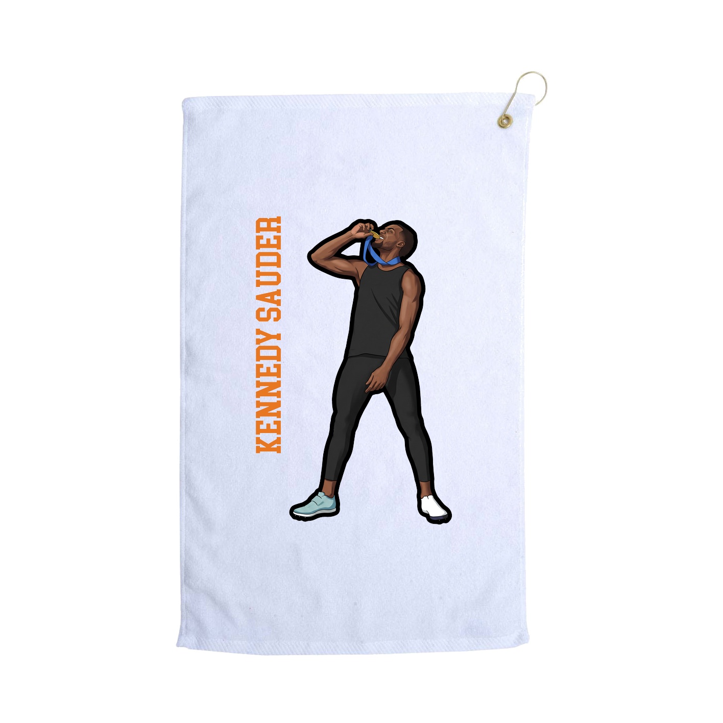 Golf Towel — Name Vertical in White