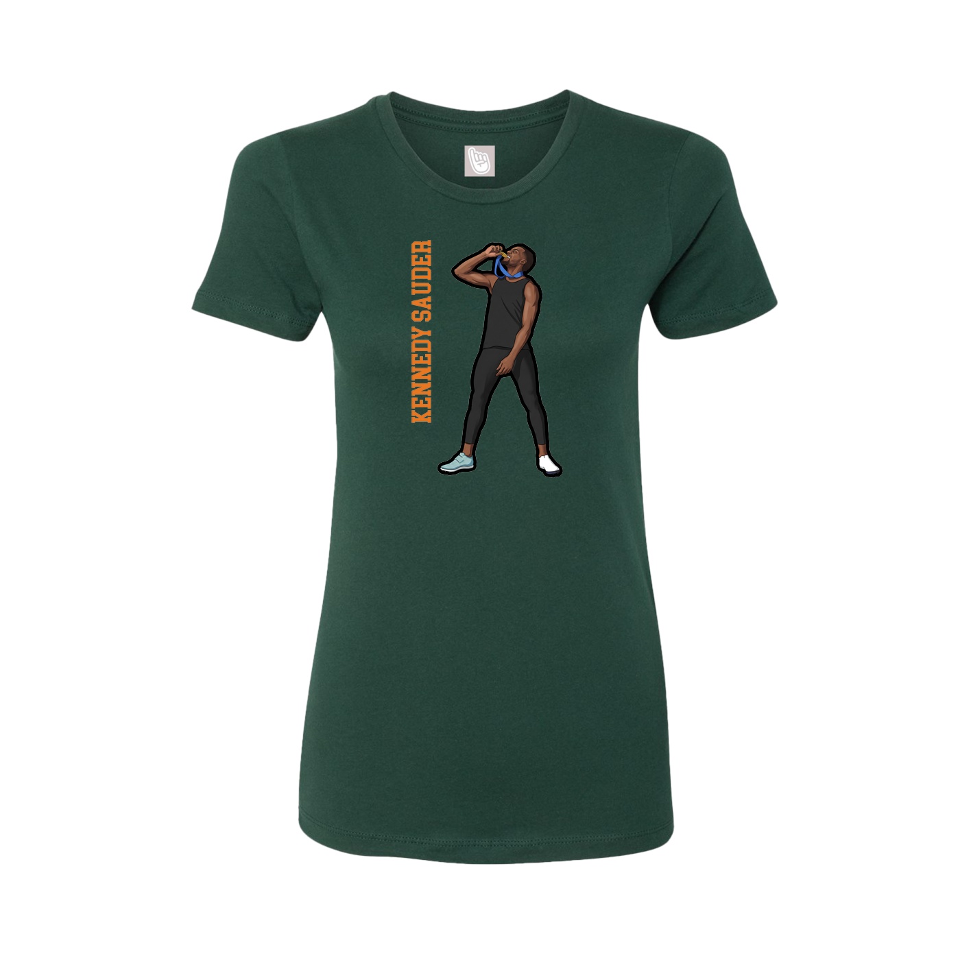 Fitted Women's Tee — Name Vertical in Green
