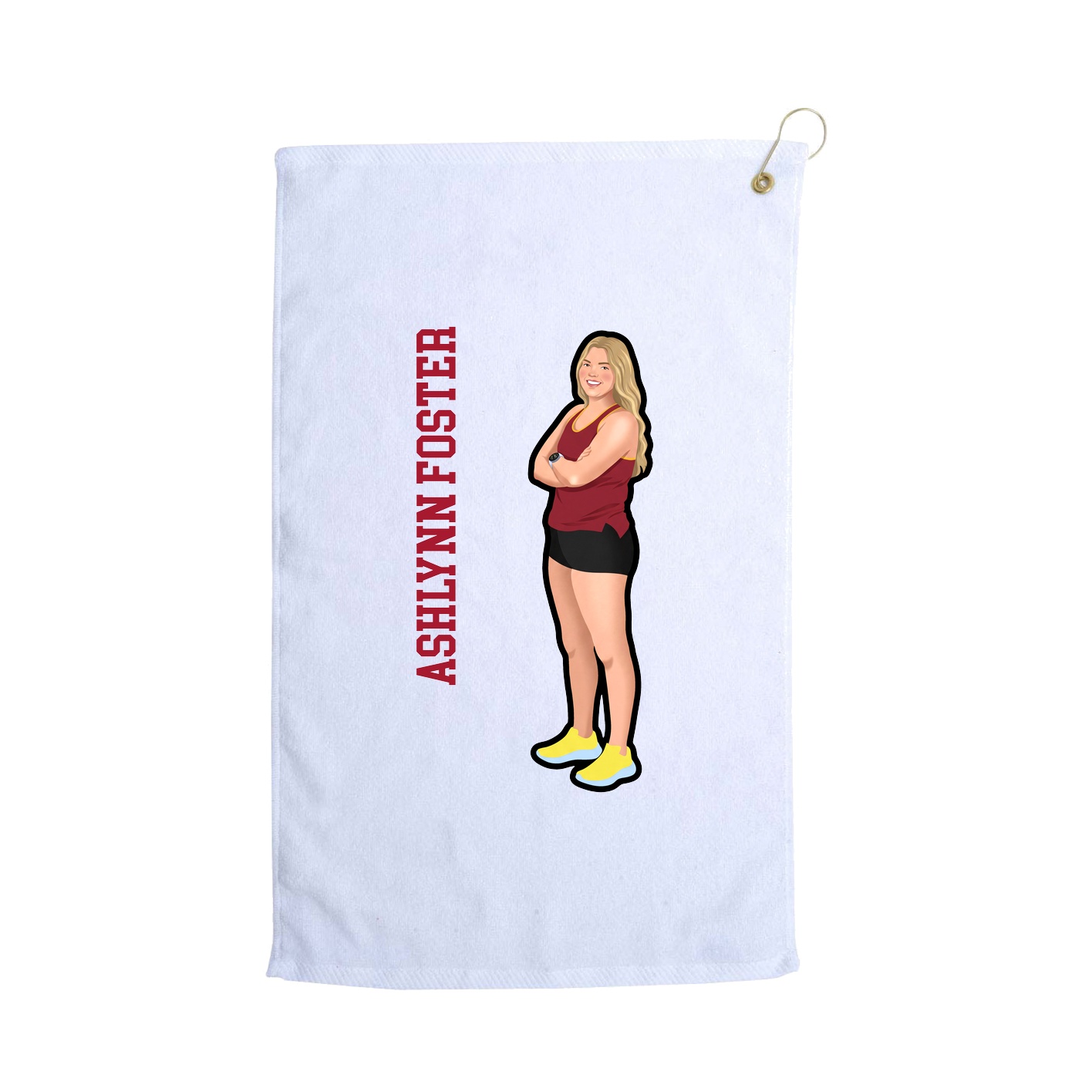 Golf Towel — Name Vertical in White