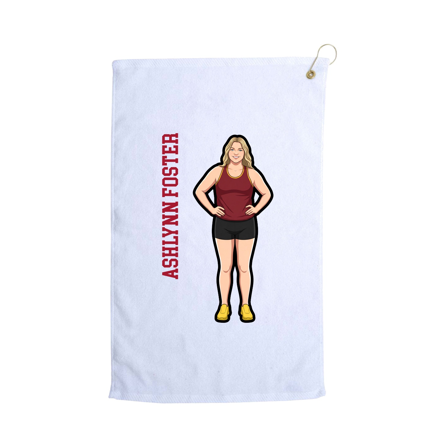 Golf Towel — Name Vertical in White