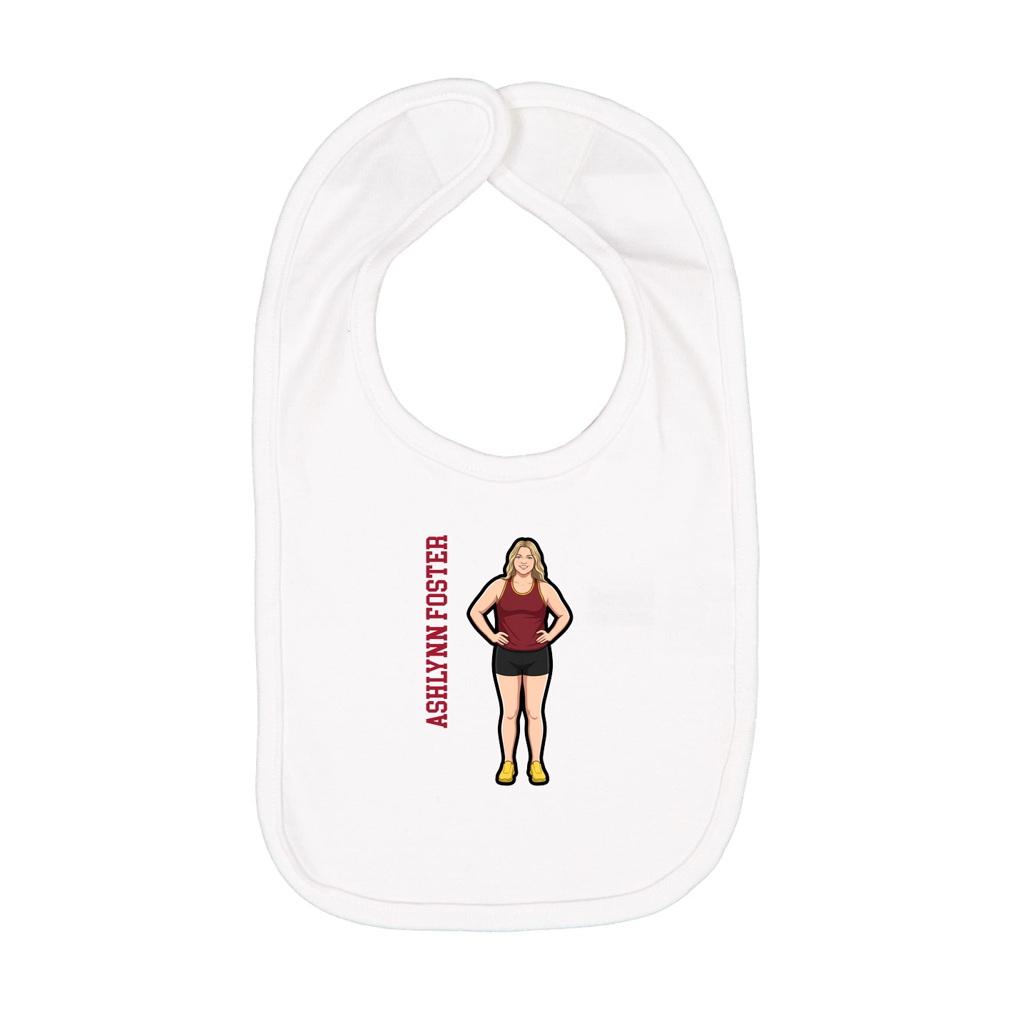 Infant Bib — Name Vertical in White