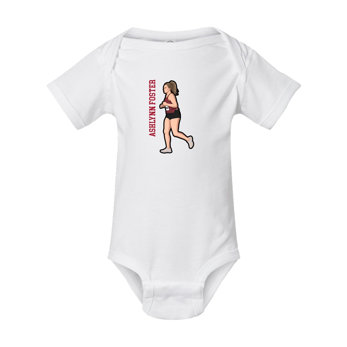 Baby Onesie — Name Vertical in White